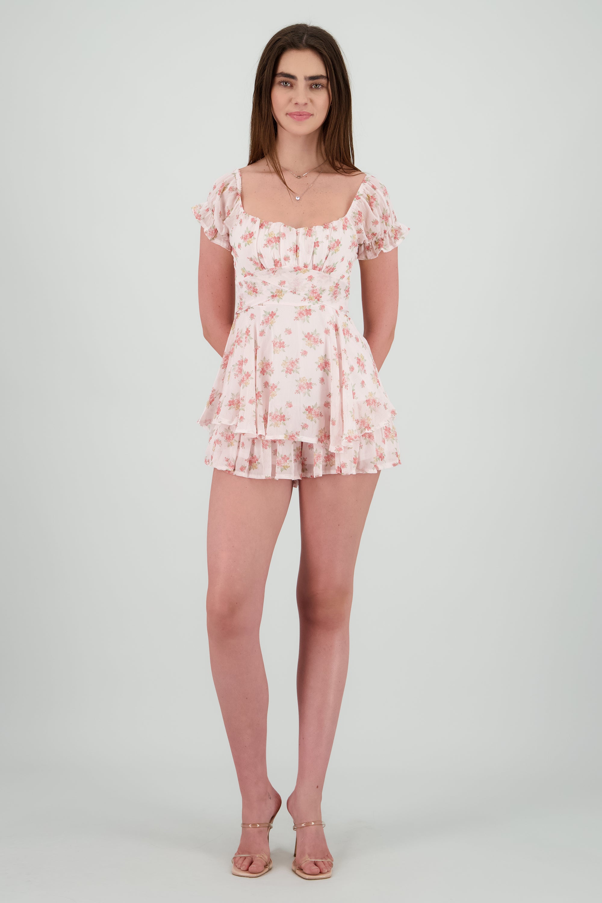 Romper olanes estampado flores ROSA COMBO