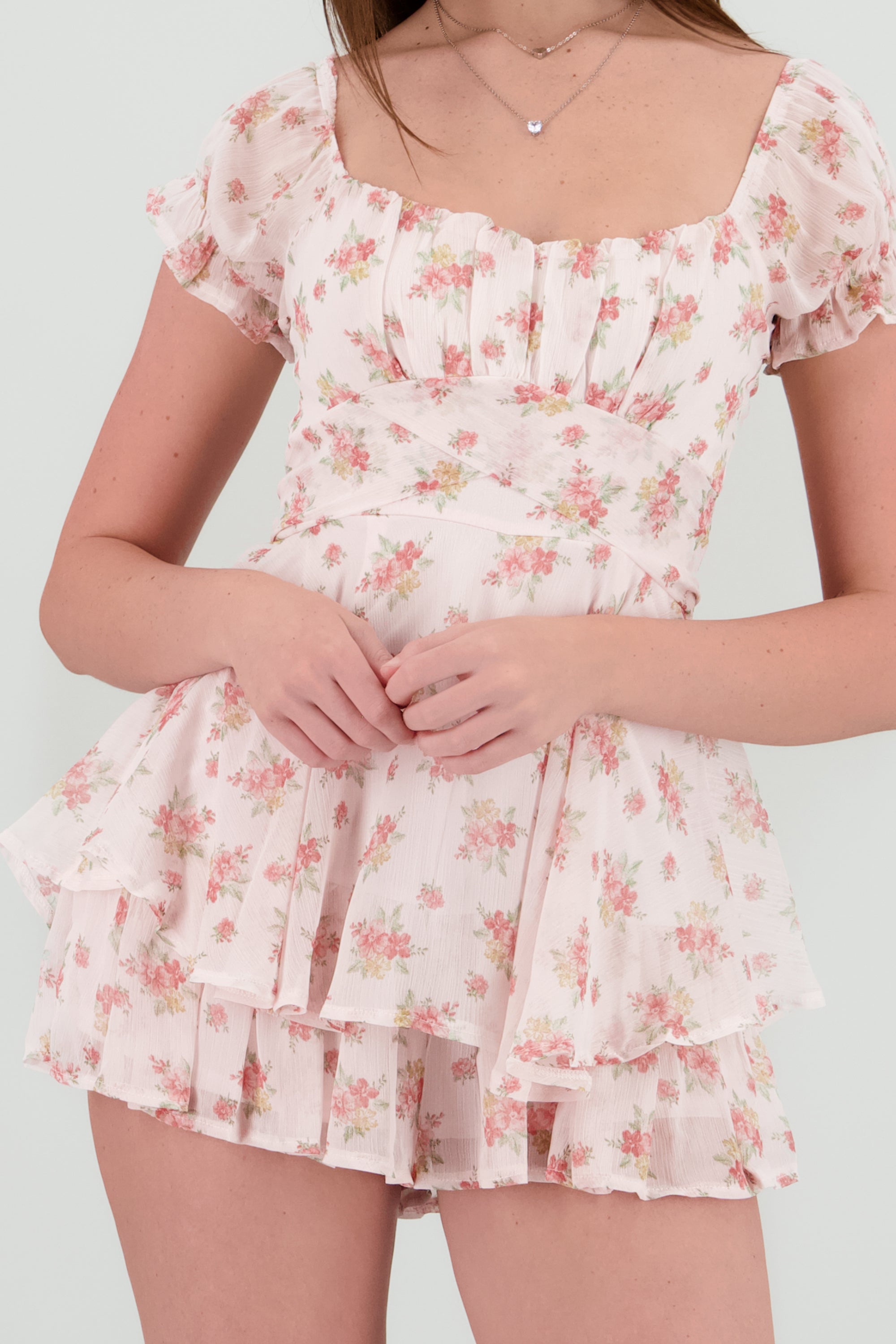 Romper olanes estampado flores ROSA COMBO