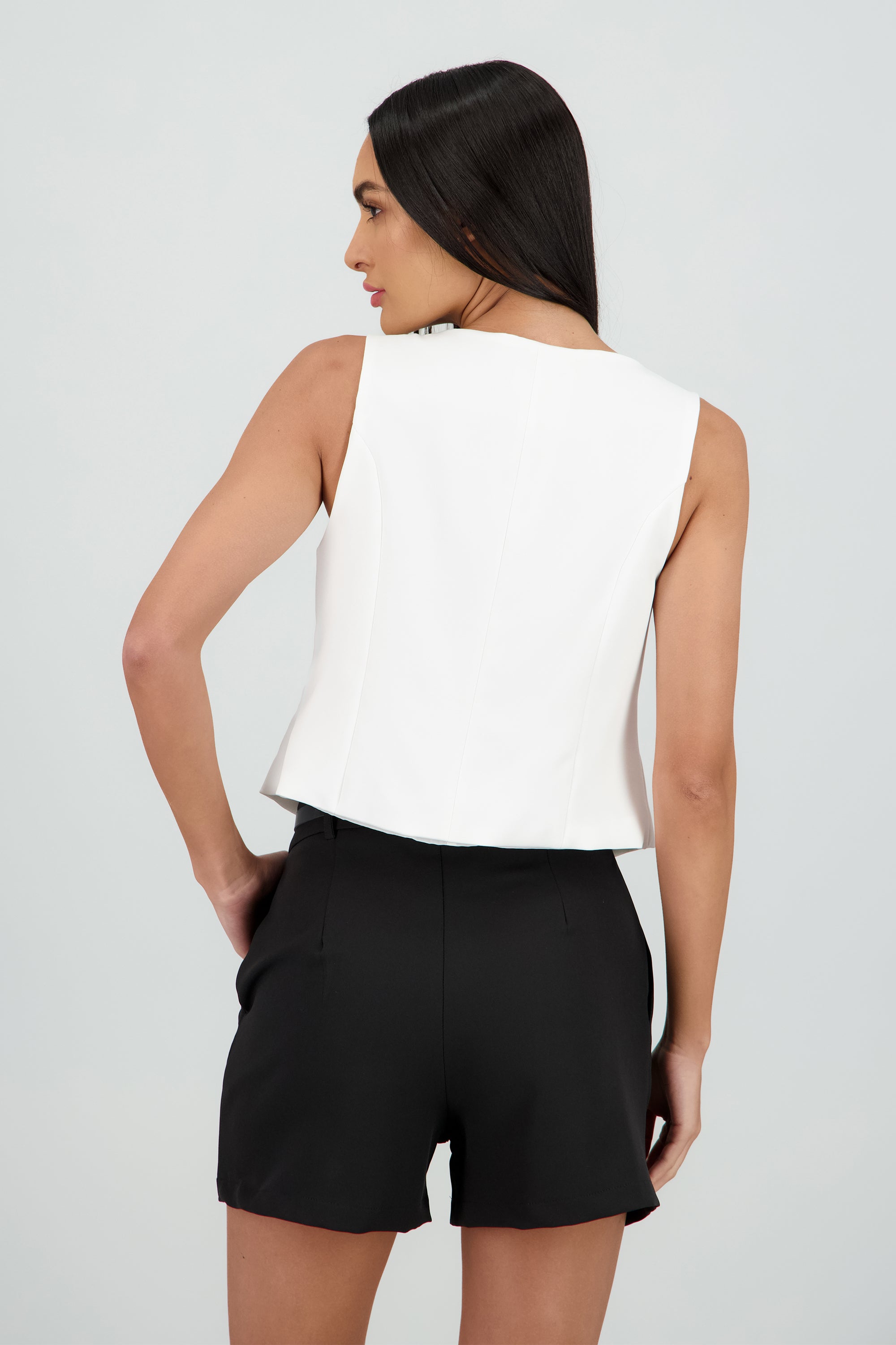 Chaleco botones cuello redondo BLANCO