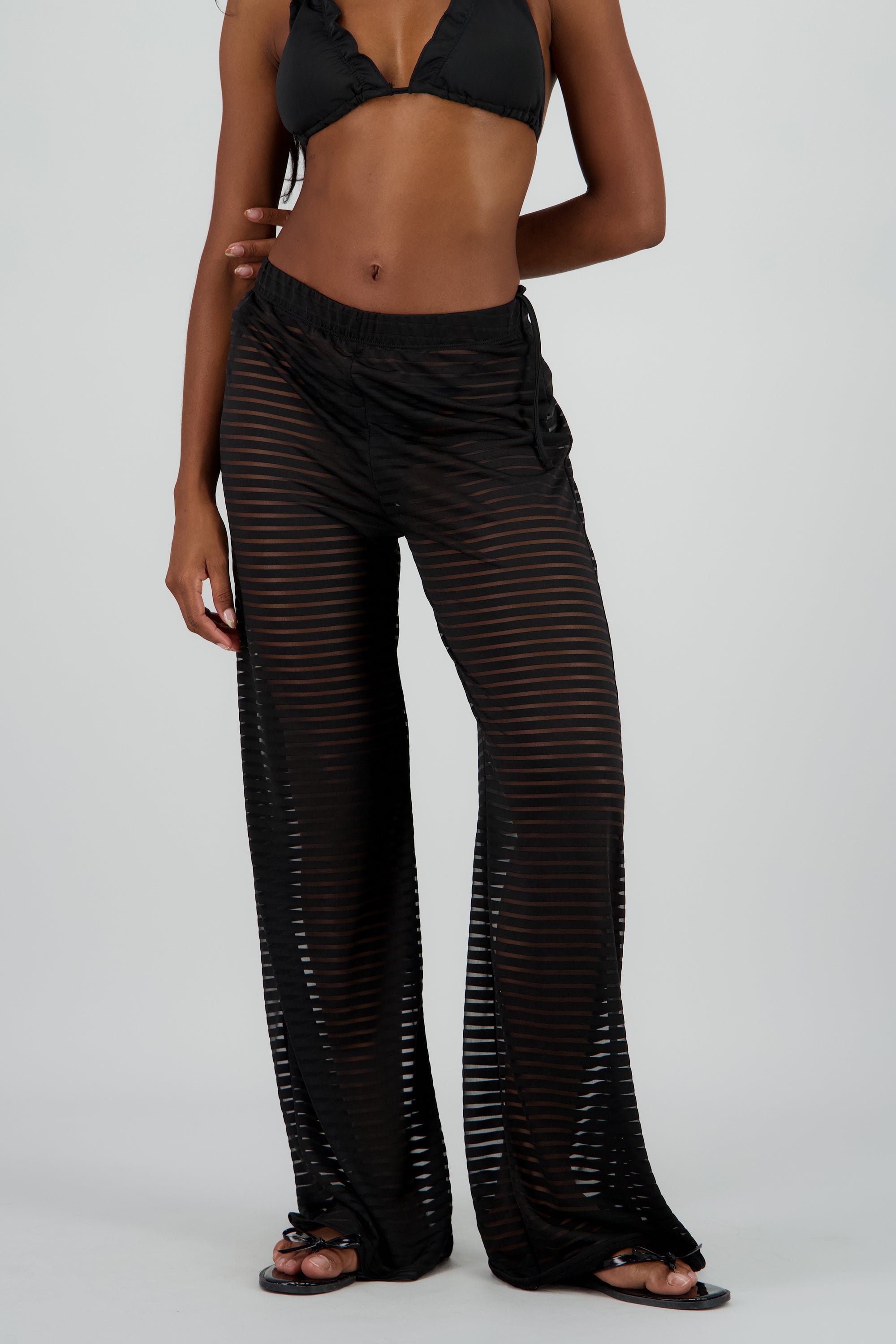 Pantalon salida de baño lineas NEGRO