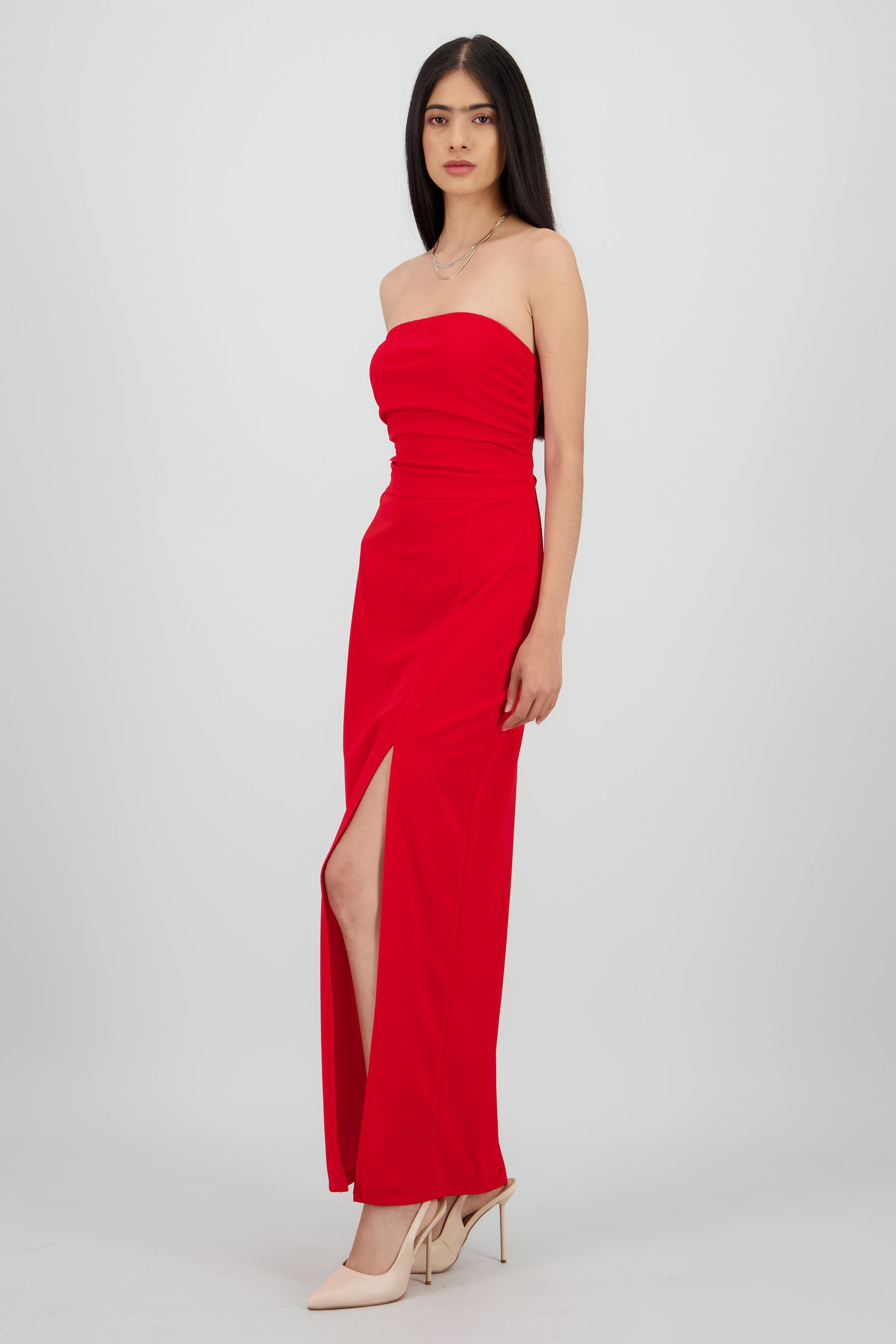 VESTIDO MAXI DET ABERTURA ROJO