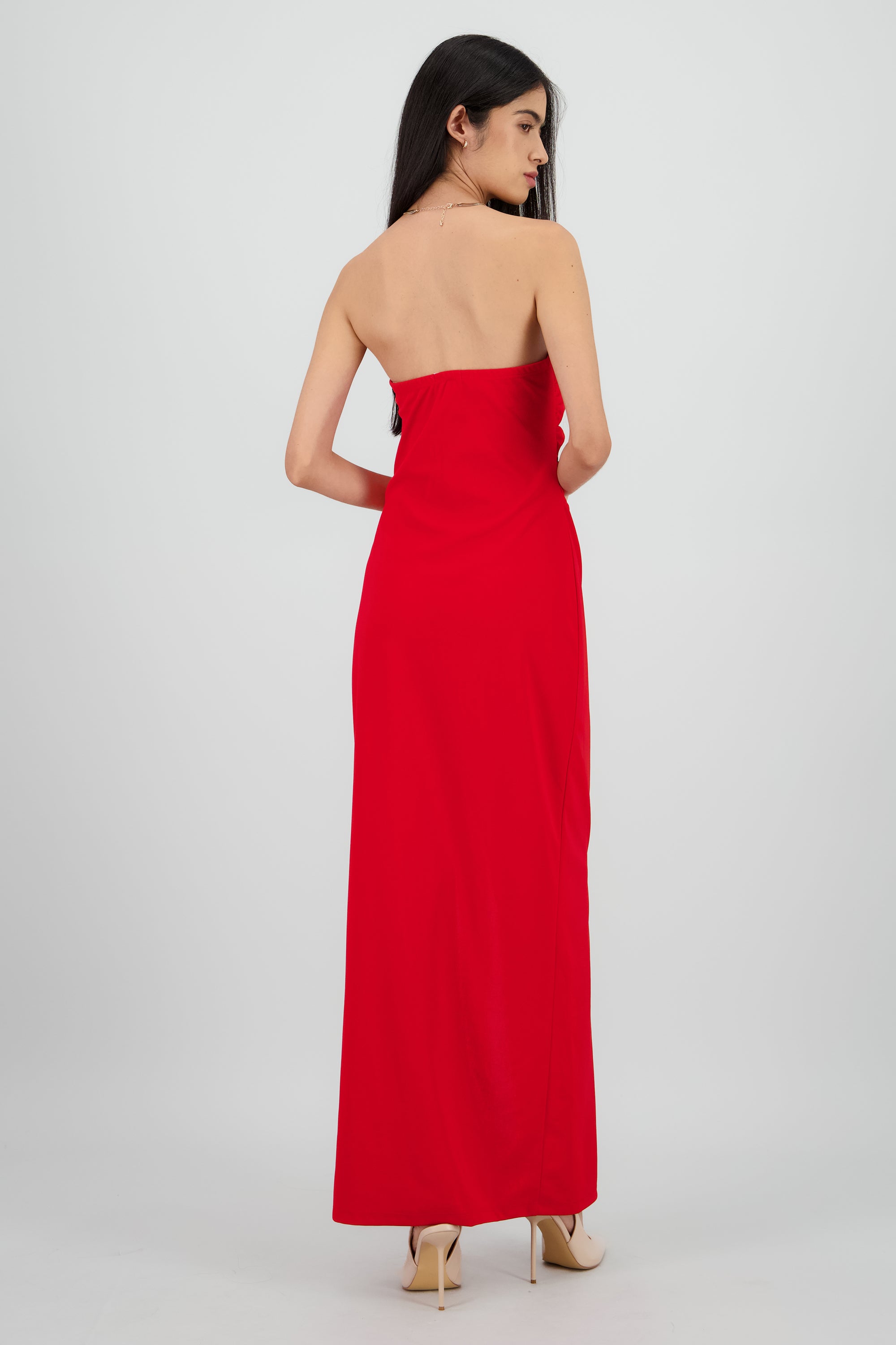 VESTIDO MAXI DET ABERTURA ROJO