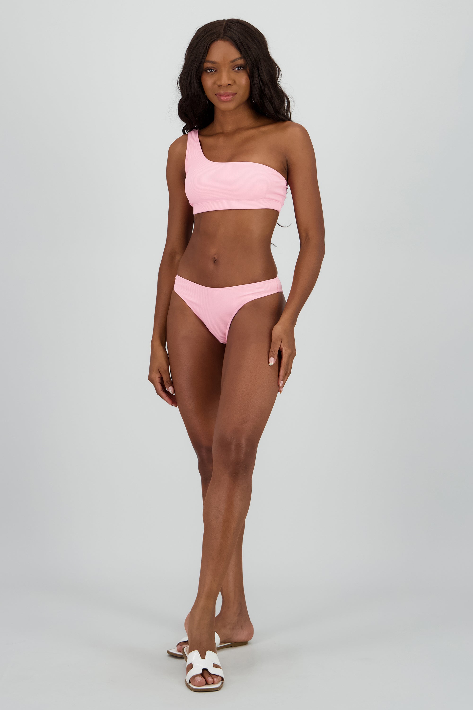 Bikini rib un hombro ROSA
