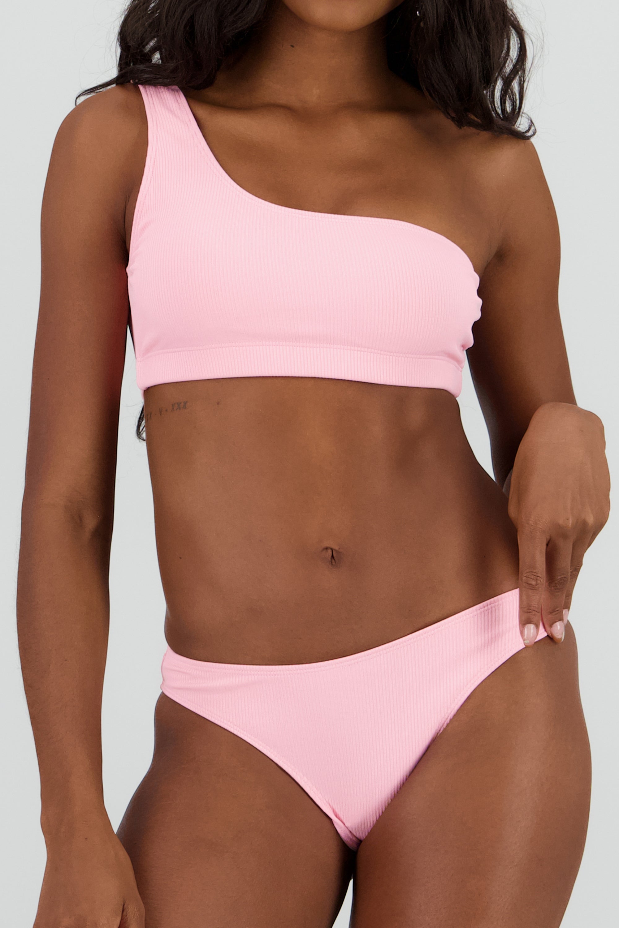 Bikini rib un hombro ROSA