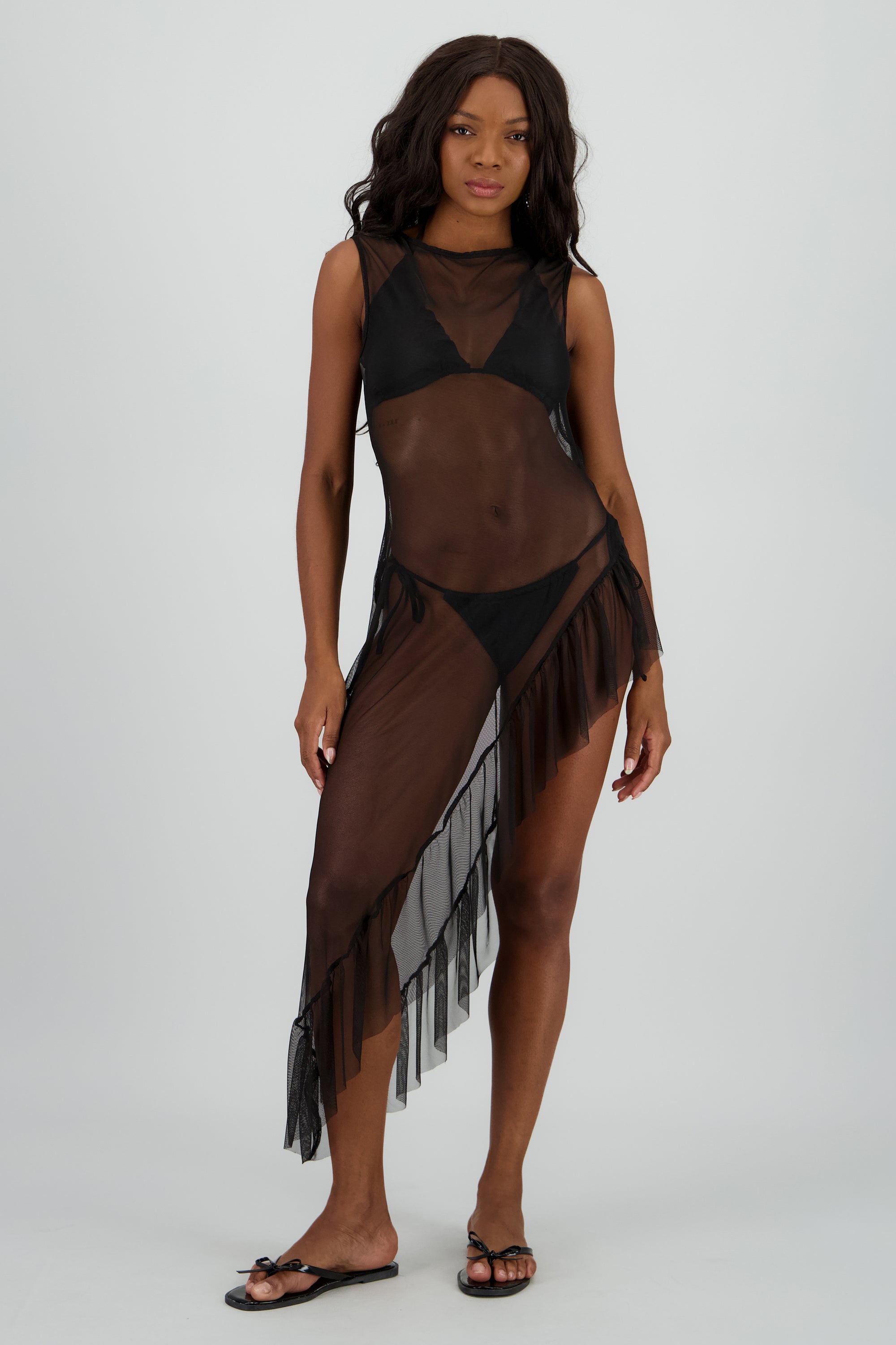 Salida de baño asimetrica sin manga mesh NEGRO