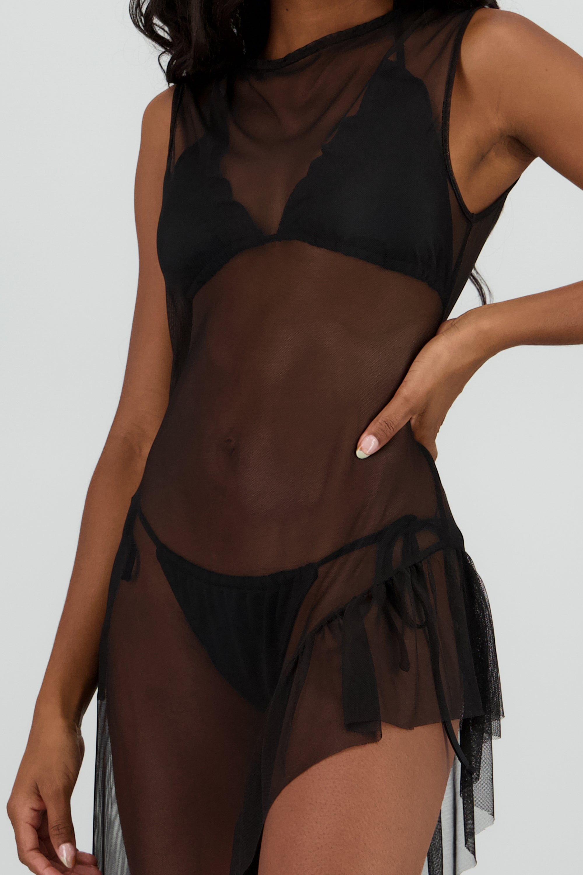 Salida de baño asimetrica sin manga mesh NEGRO