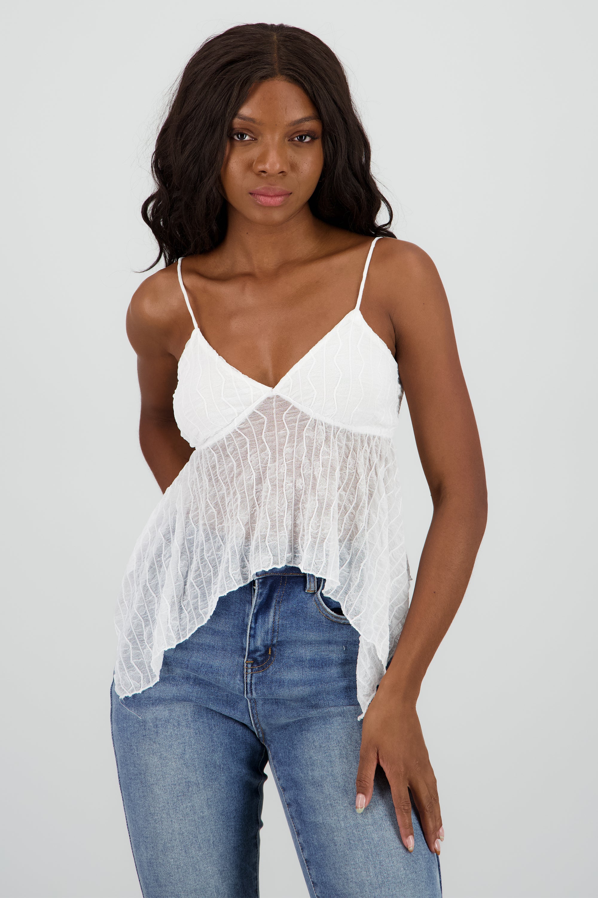Top tirantes encaje asimetrico BLANCO