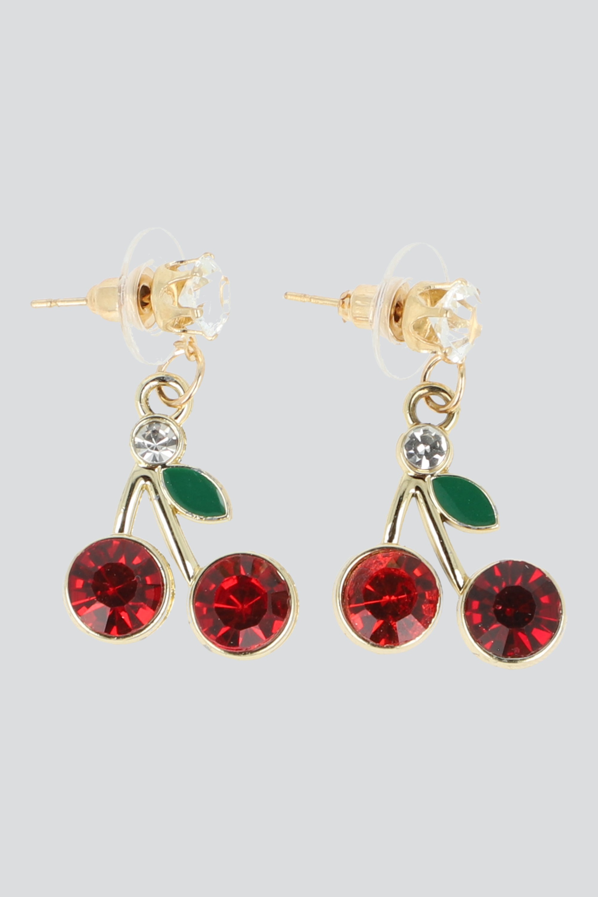 Aretes cerezas detalle hoja ROJO