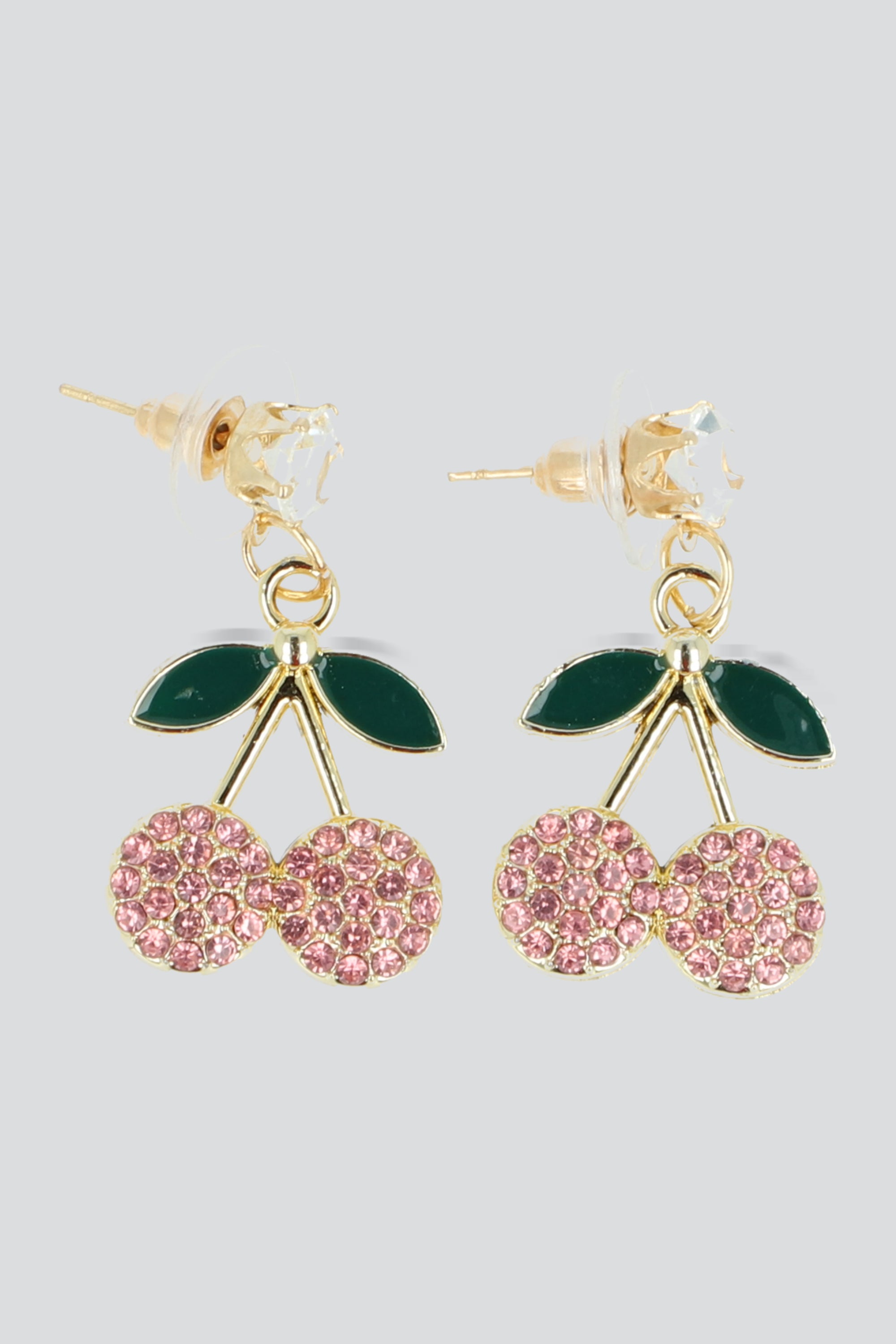 Aretes cerezas brillitos PALO DE ROSA