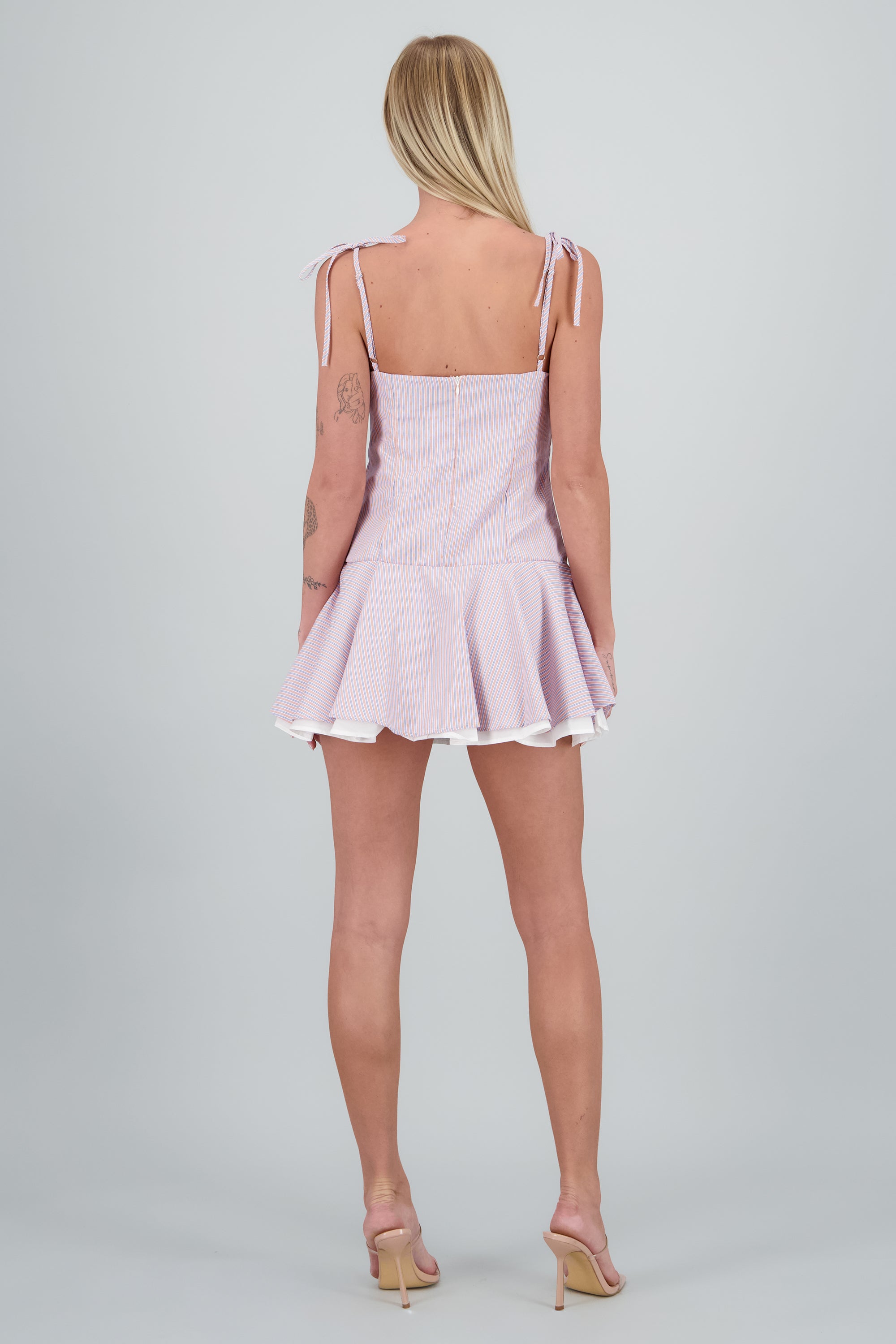 Vestido con tirantes tela sastre AZUL COMBO