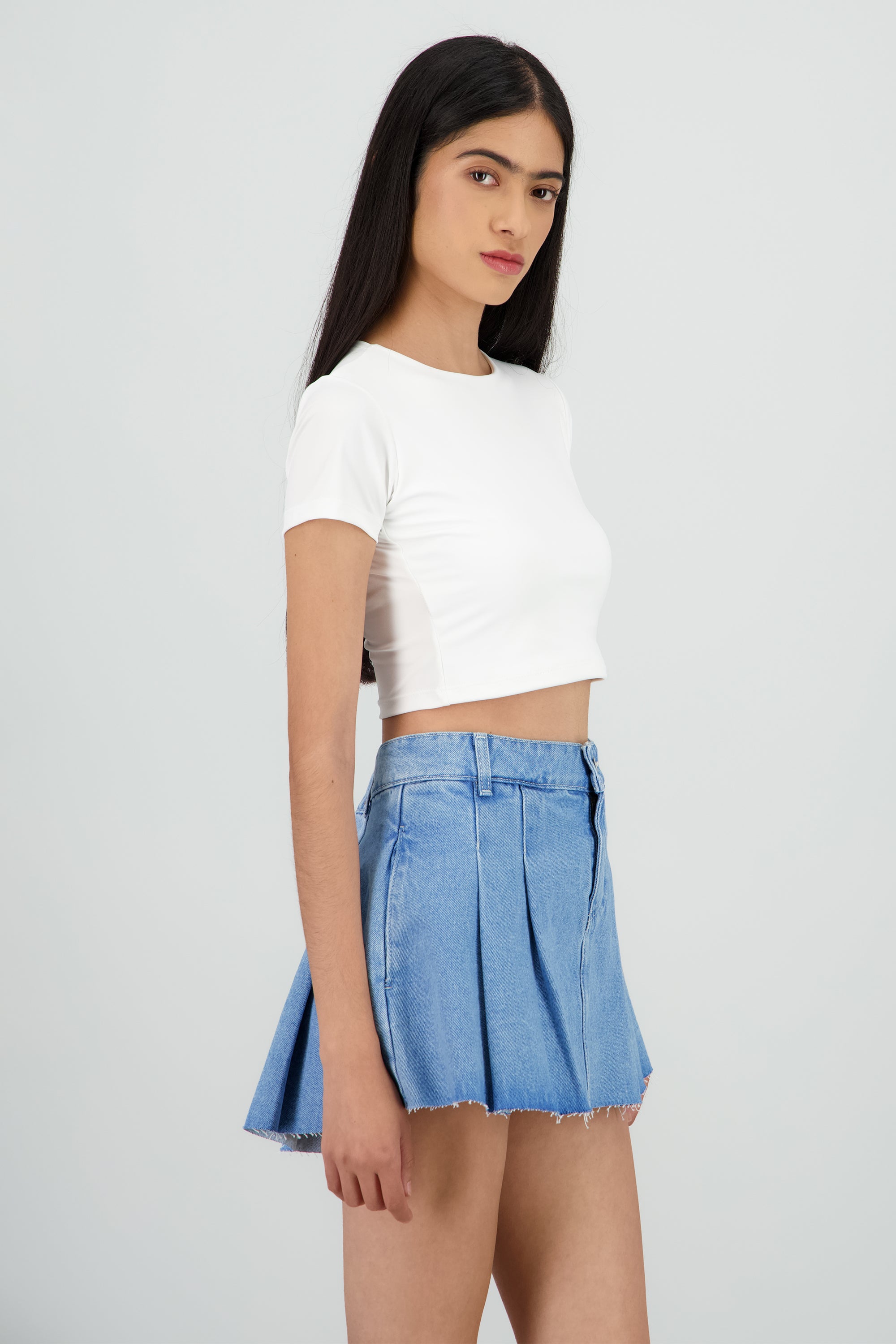Top crop cuello redondo BLANCO