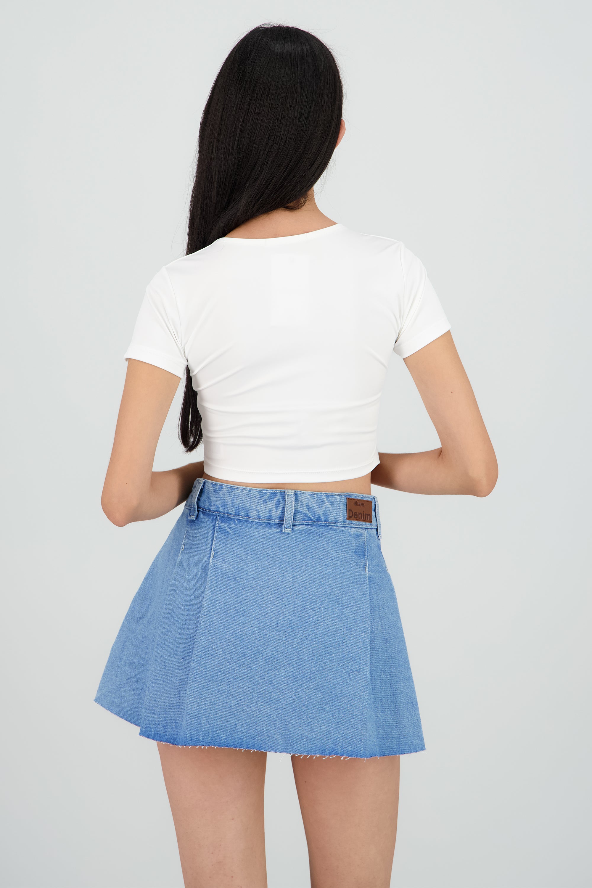 Top crop cuello redondo BLANCO