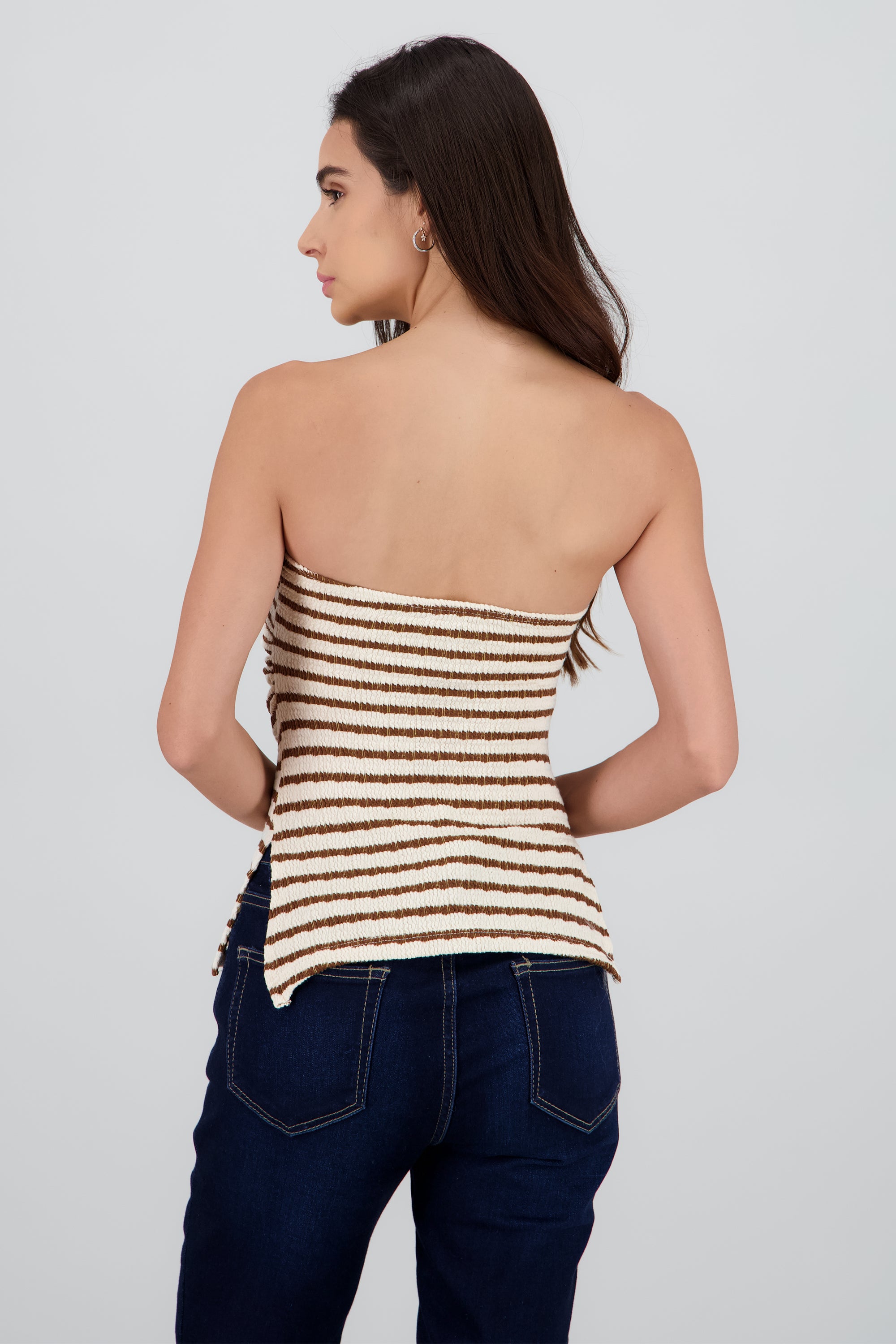 Top tubo rayas textura CAFE