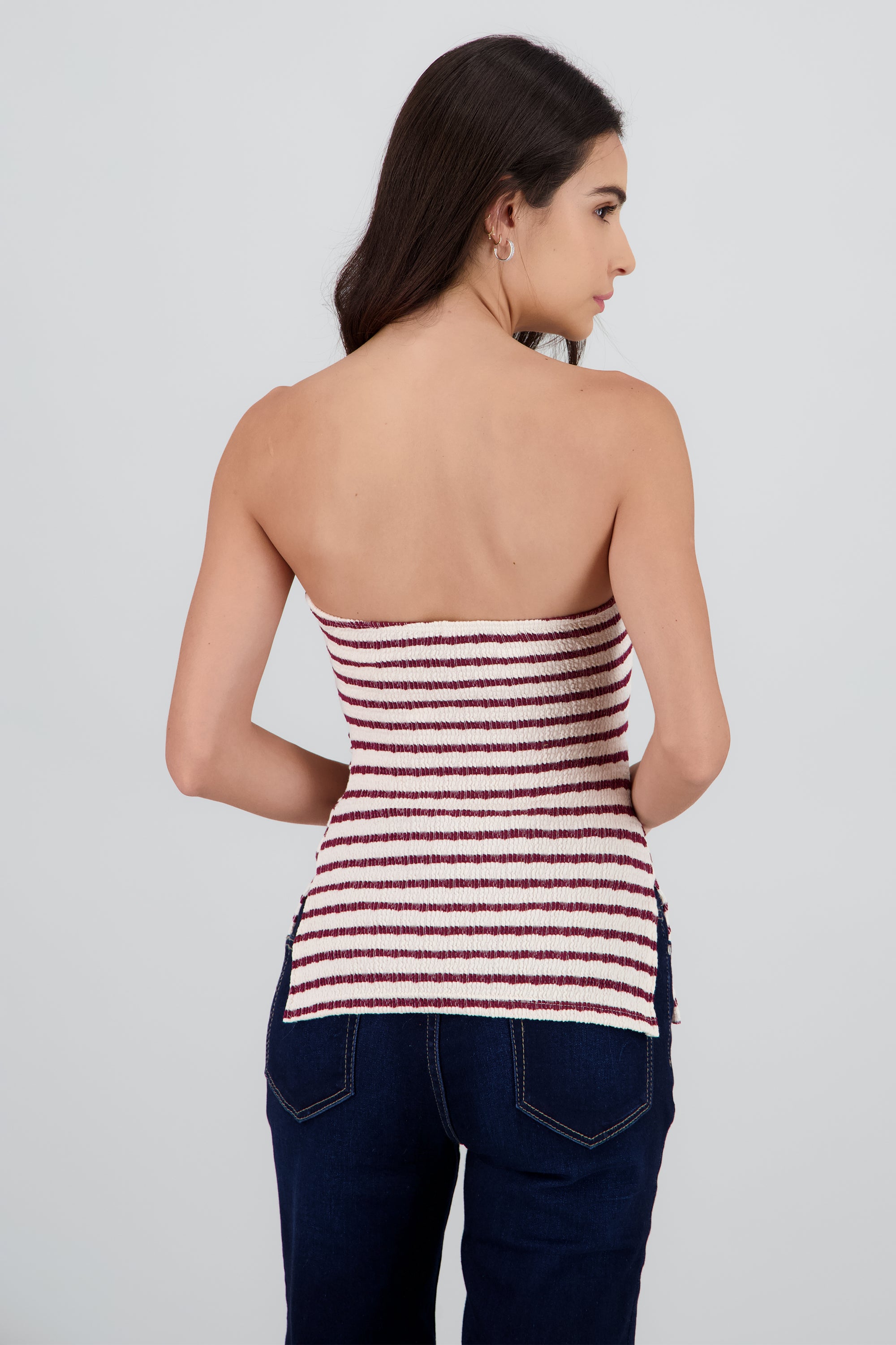 Top tubo rayas textura VINO