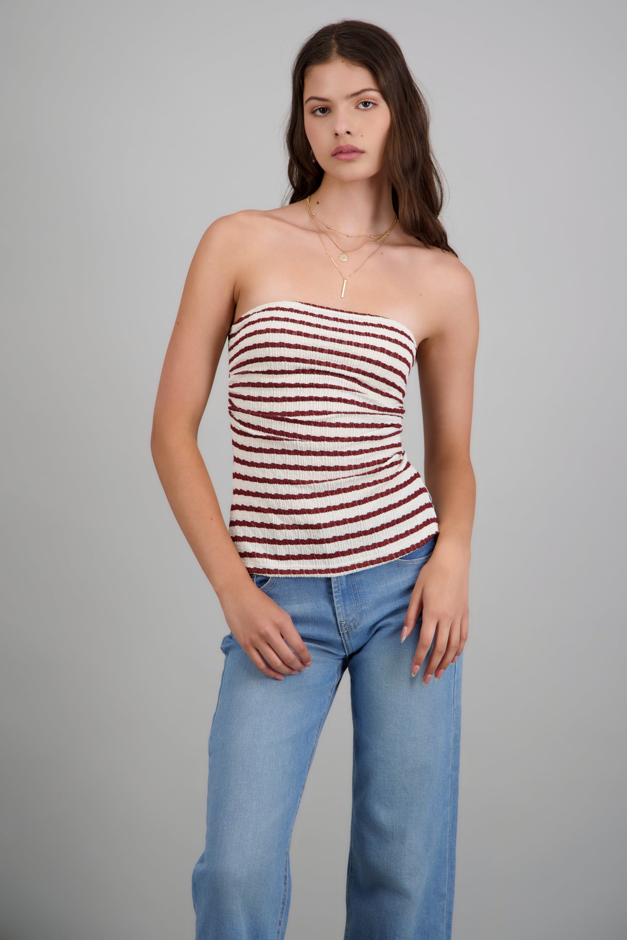 Top tubo rayas textura VINO COMBO