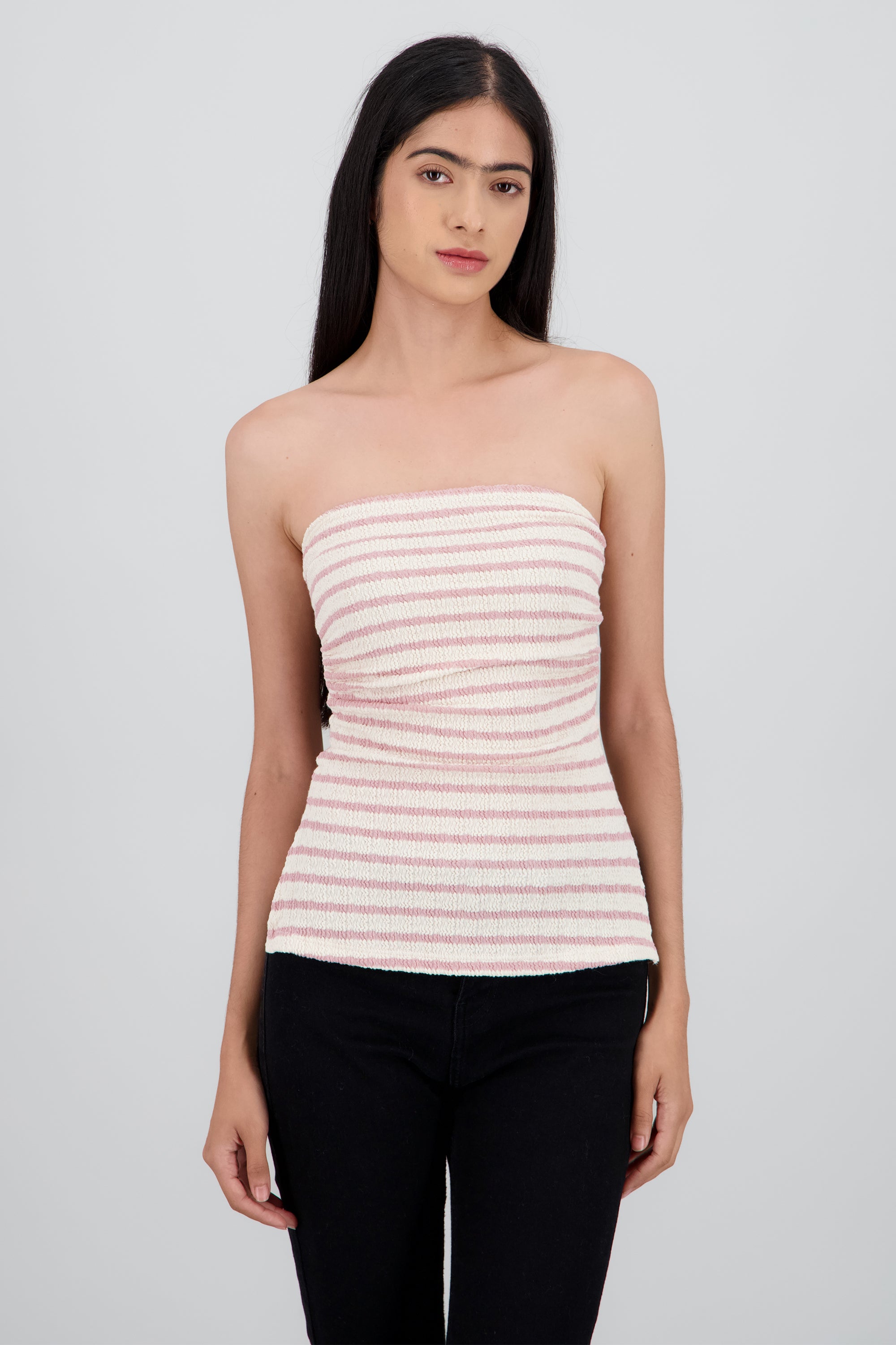 Top tubo rayas textura PALO DE ROSA