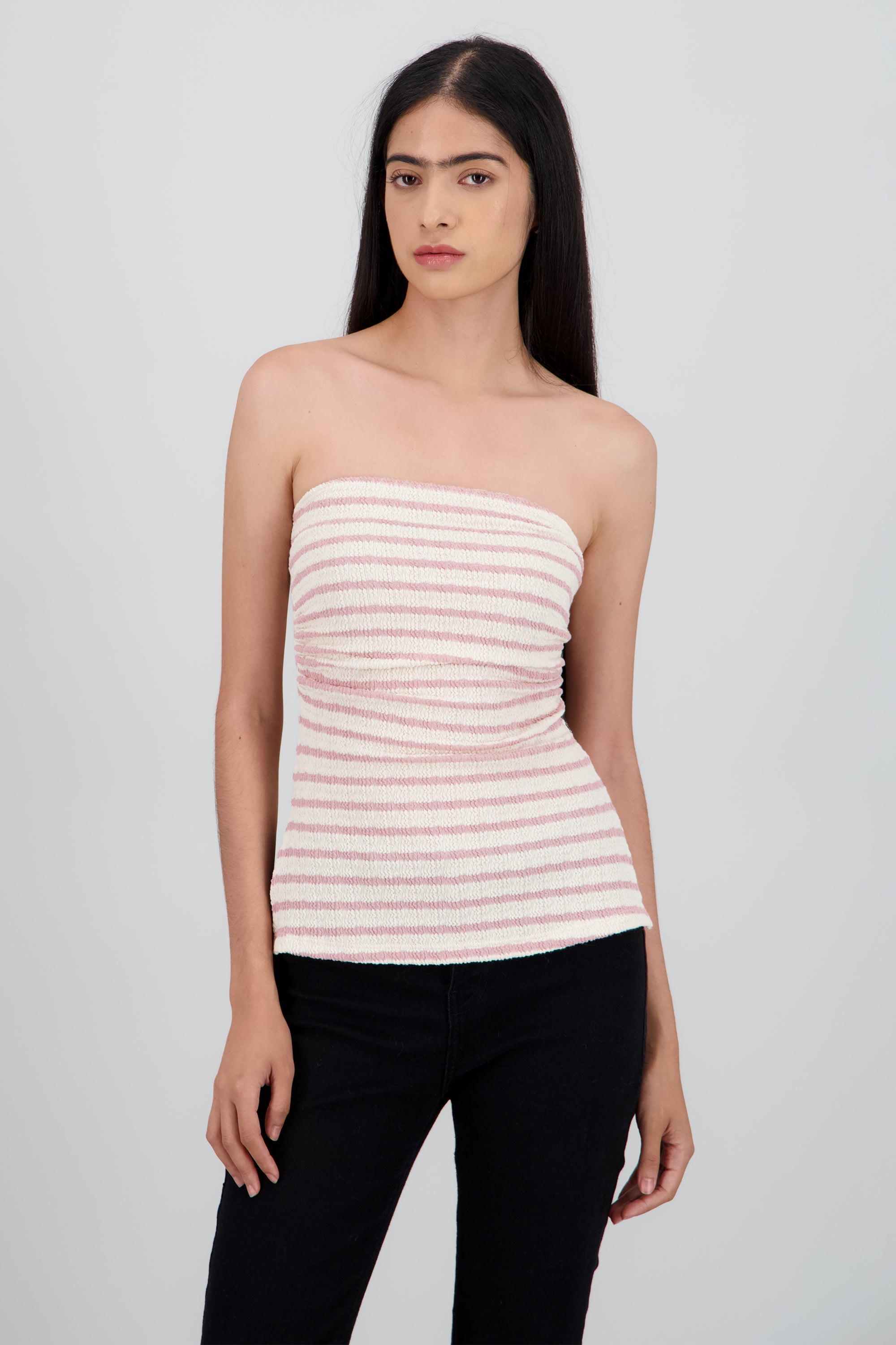 Top tubo rayas textura PALO DE ROSA