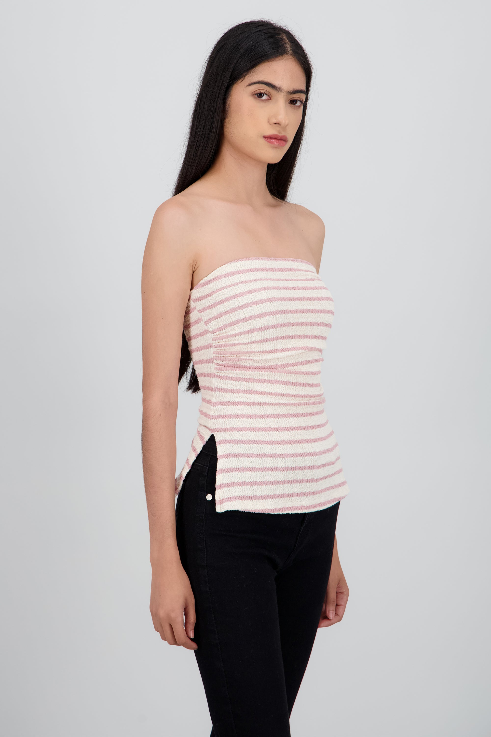 Top tubo rayas textura PALO DE ROSA