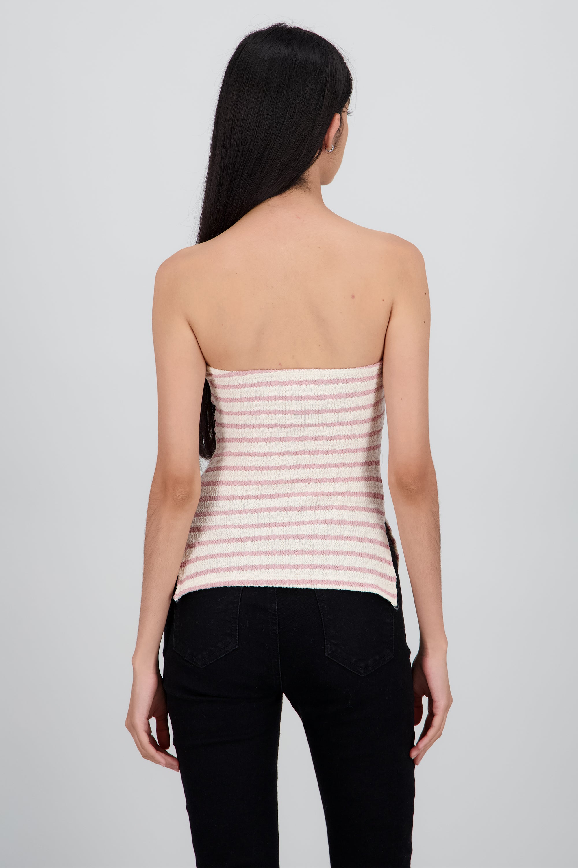Top tubo rayas textura PALO DE ROSA