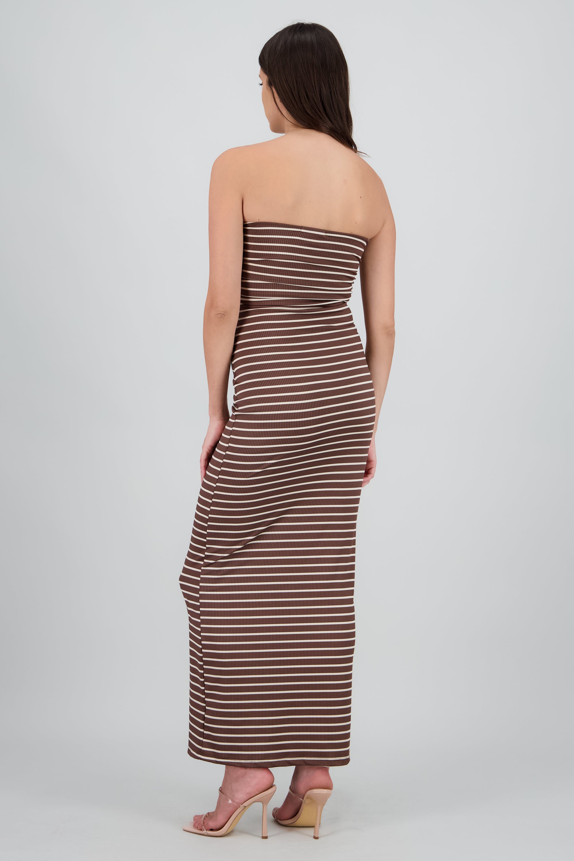 Vestido strapless rayas CAFE COMBO