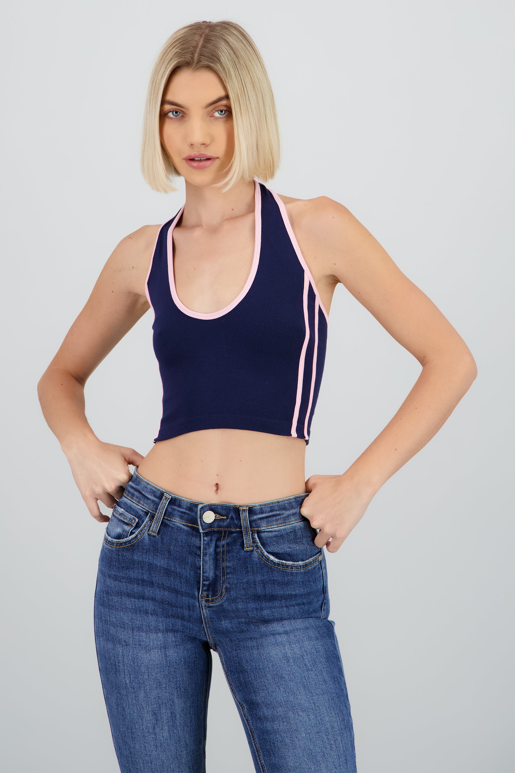 Top halter seamless contraste MARINO COMBO