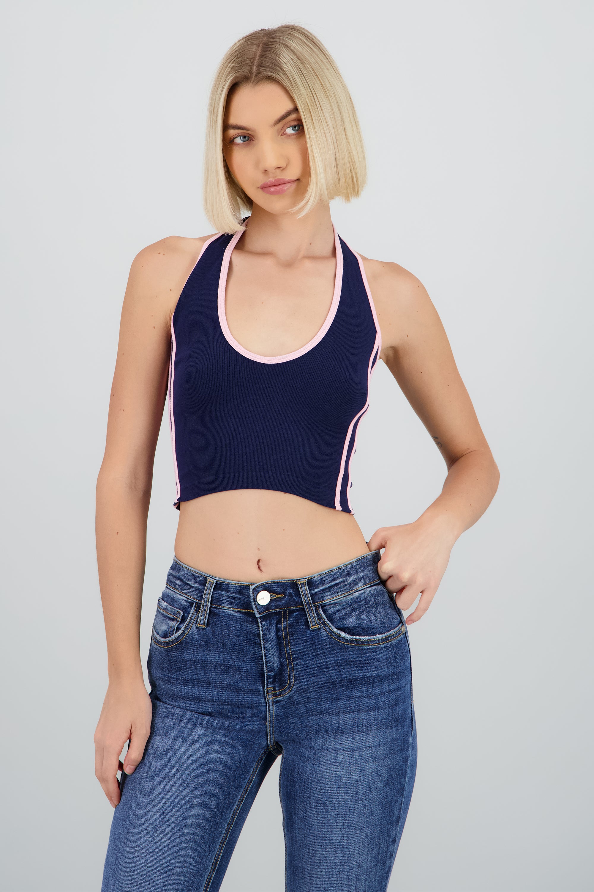 Top halter seamless contraste MARINO COMBO