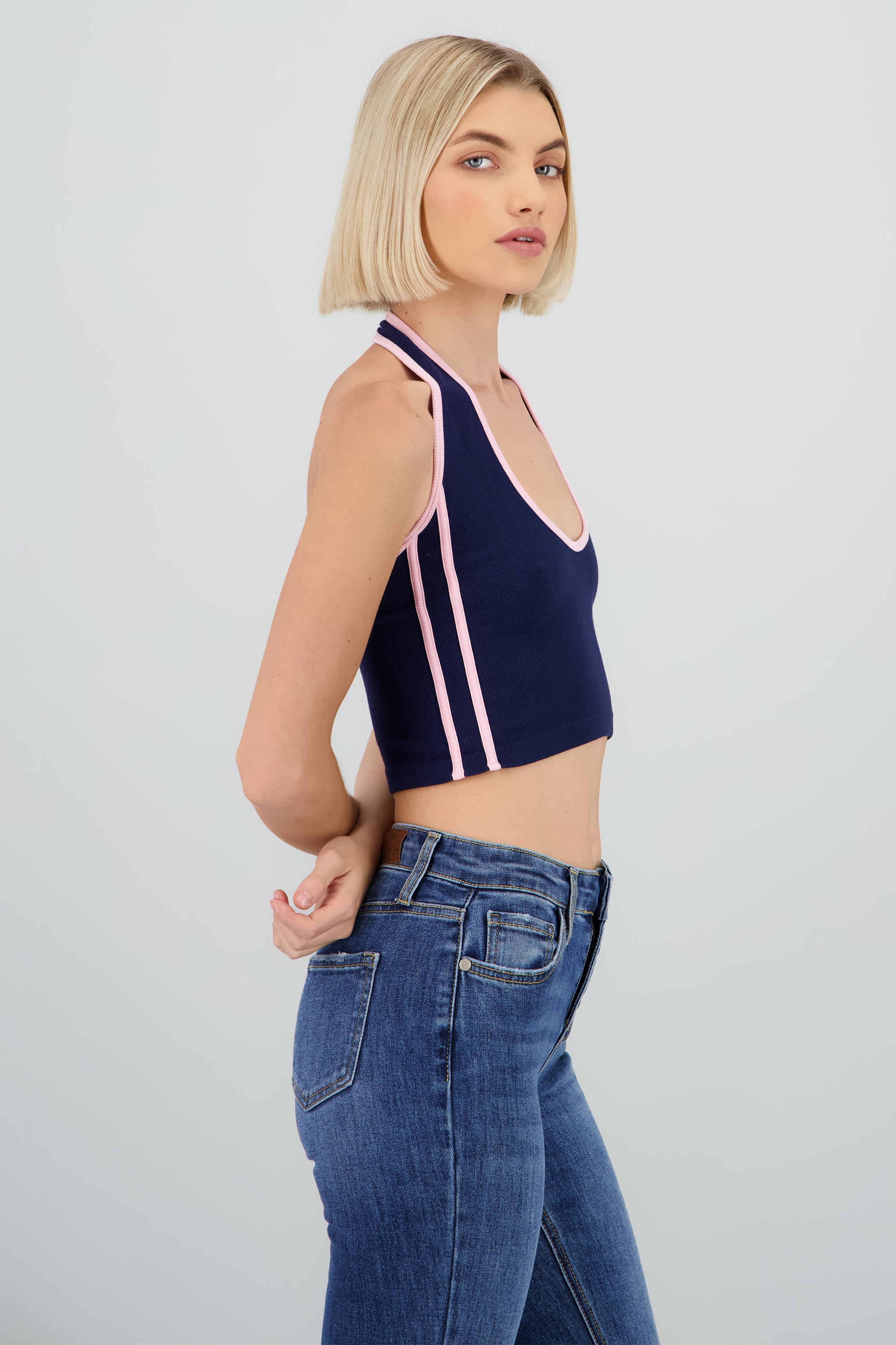 Top halter seamless contraste MARINO COMBO