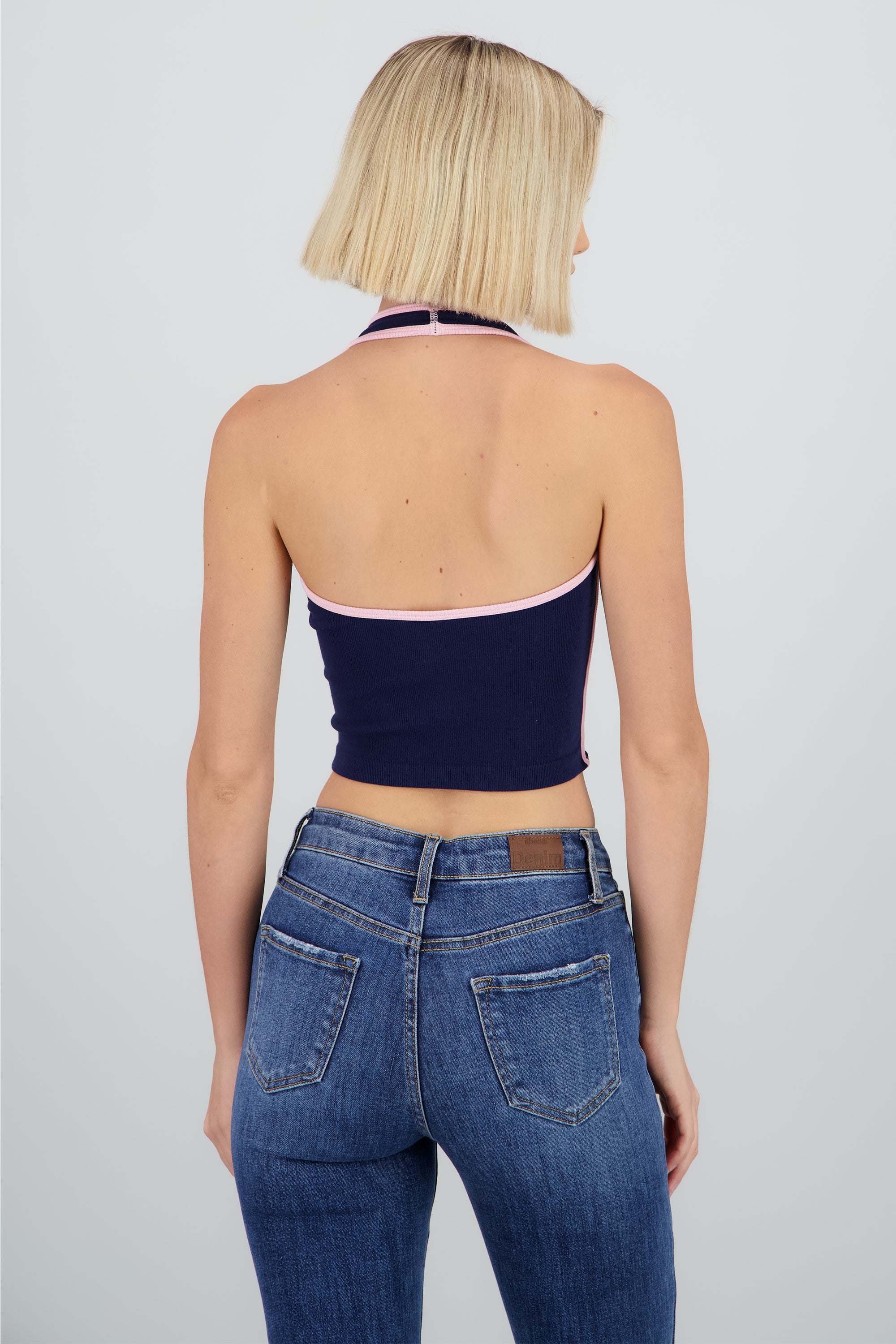 Top halter seamless contraste MARINO COMBO