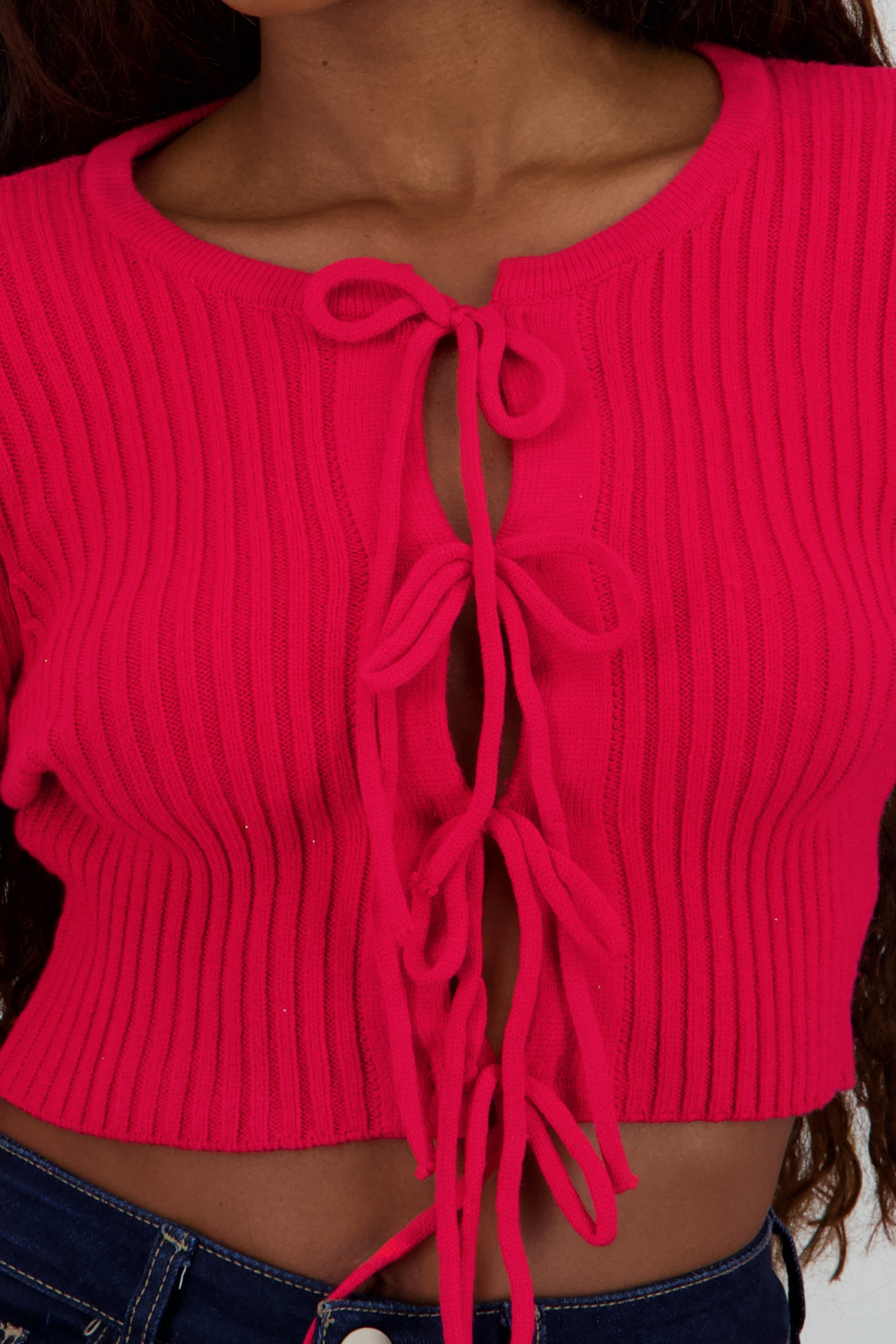 Cardigan con detalle monos ROJO