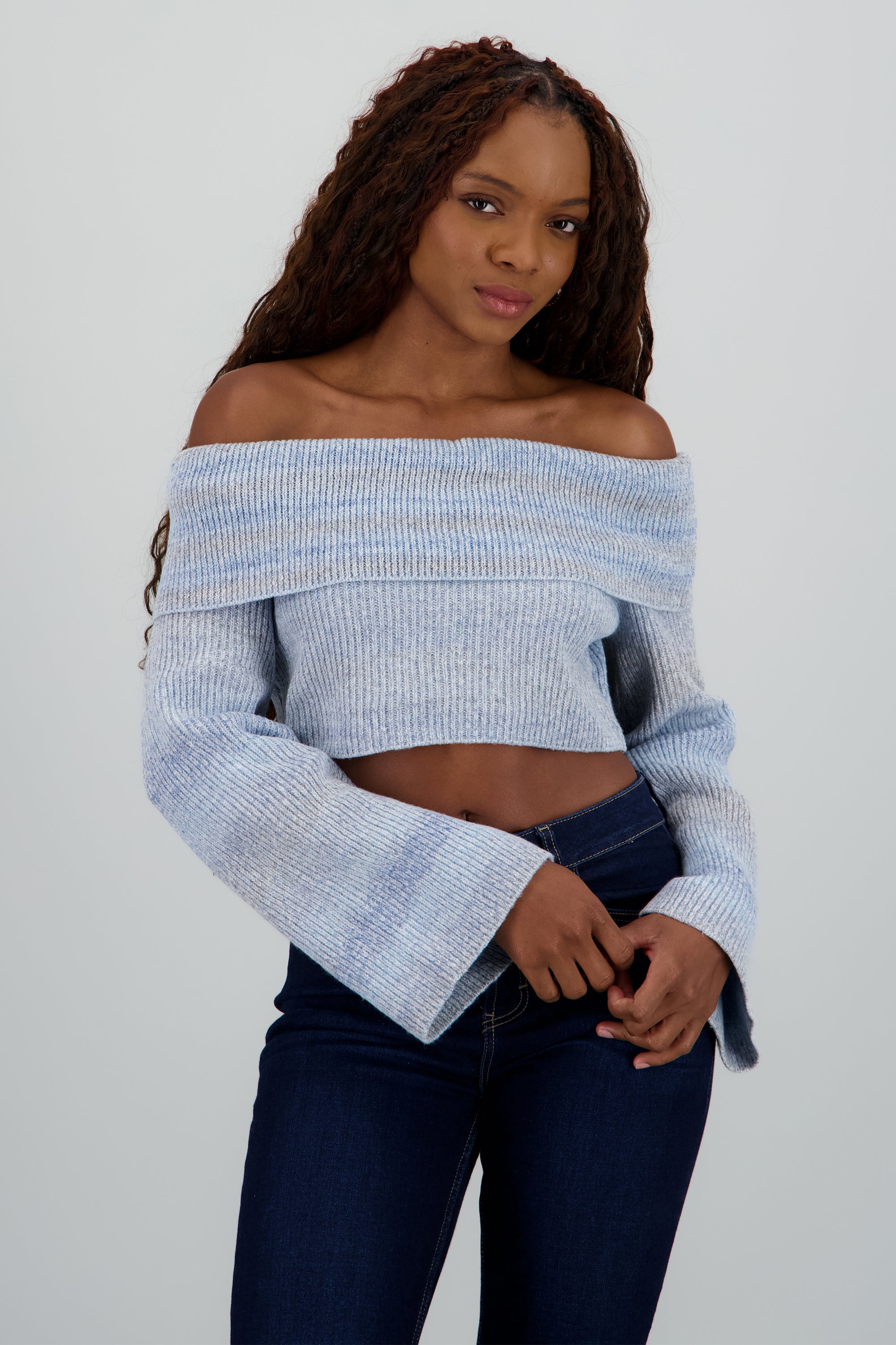 Sueter off shoulder jaspe MARINO COMBO