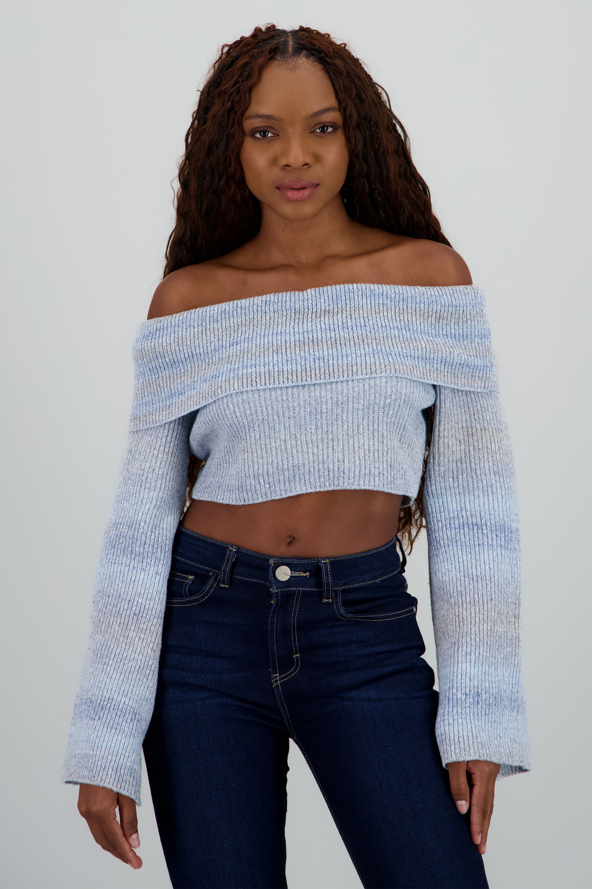 Sueter off shoulder jaspe MARINO COMBO