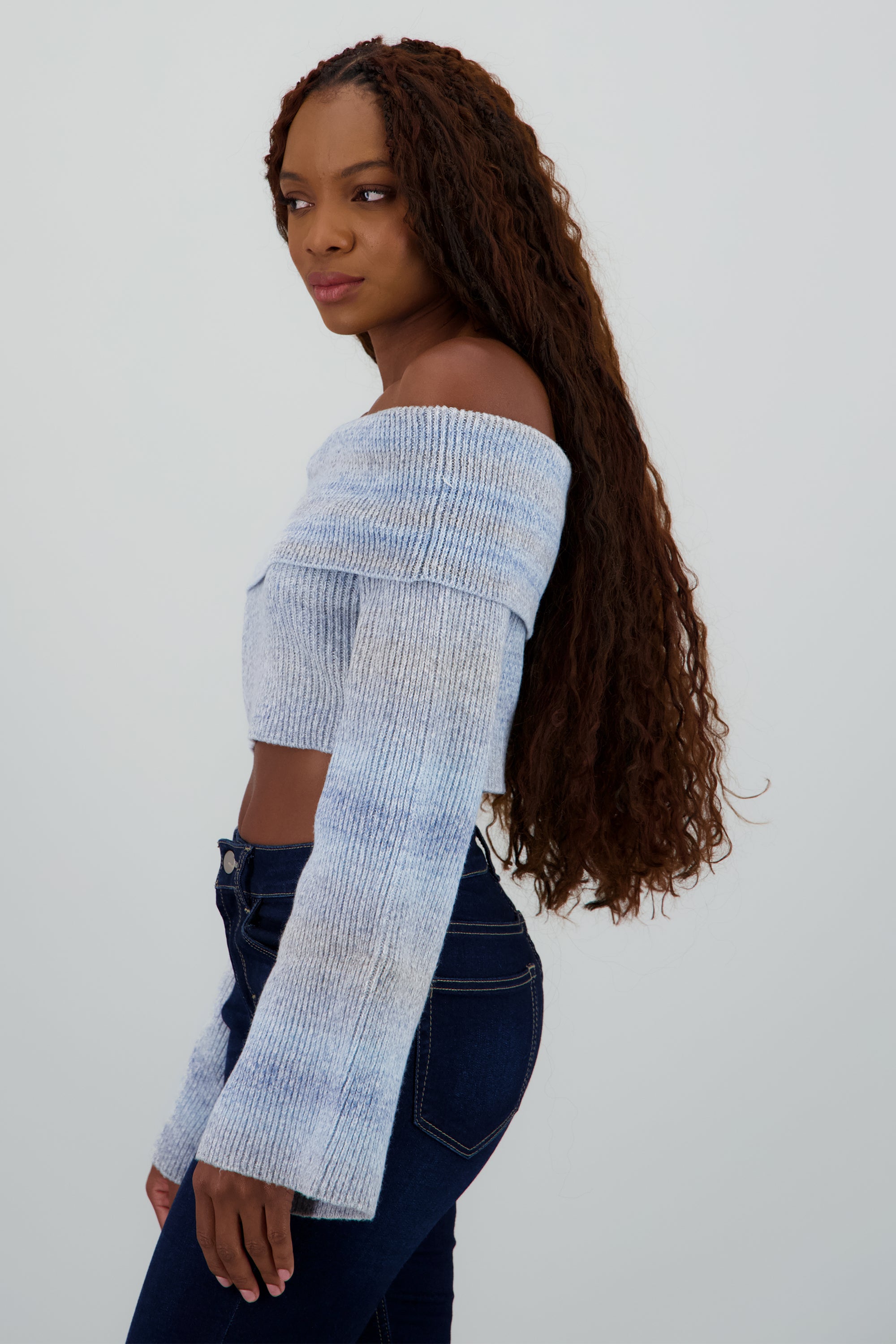 Sueter off shoulder jaspe MARINO COMBO