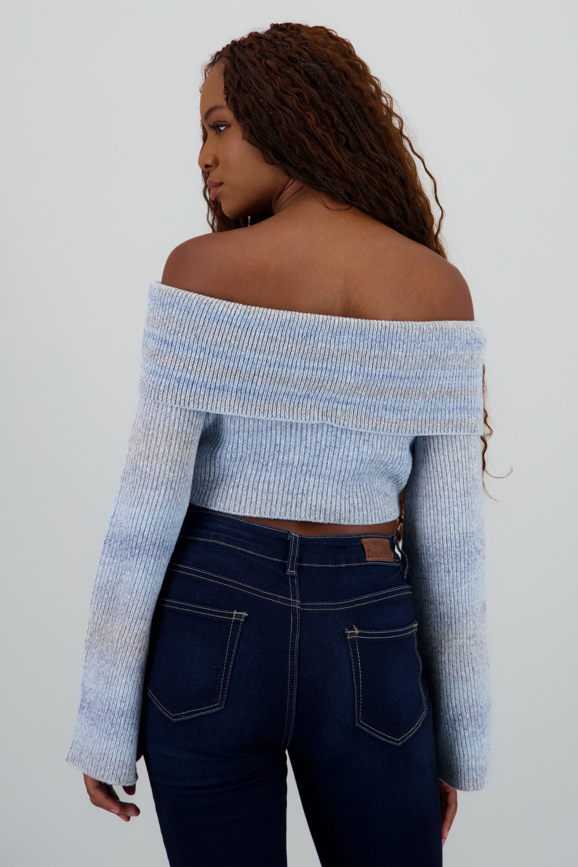 Sueter off shoulder jaspe MARINO COMBO