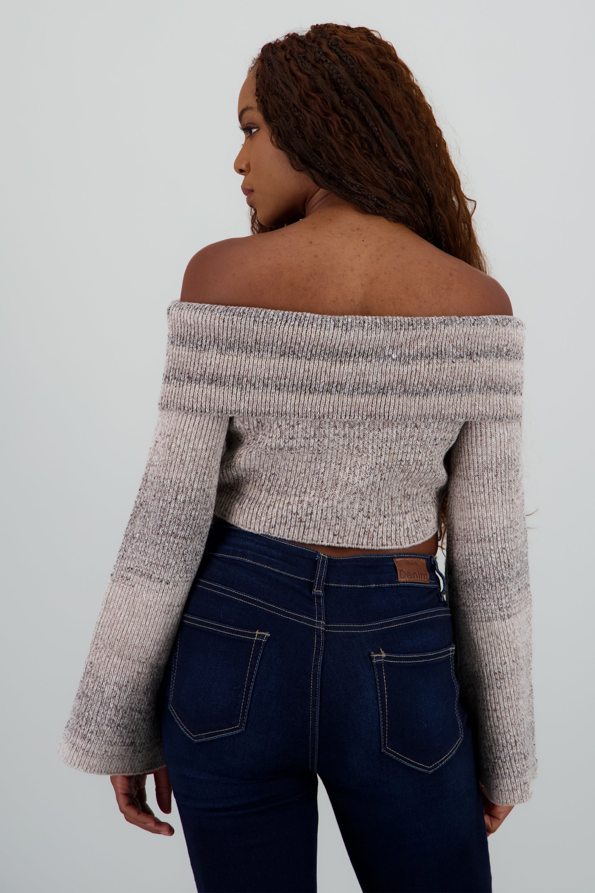 Sueter off shoulder jaspe CAFE COMBO