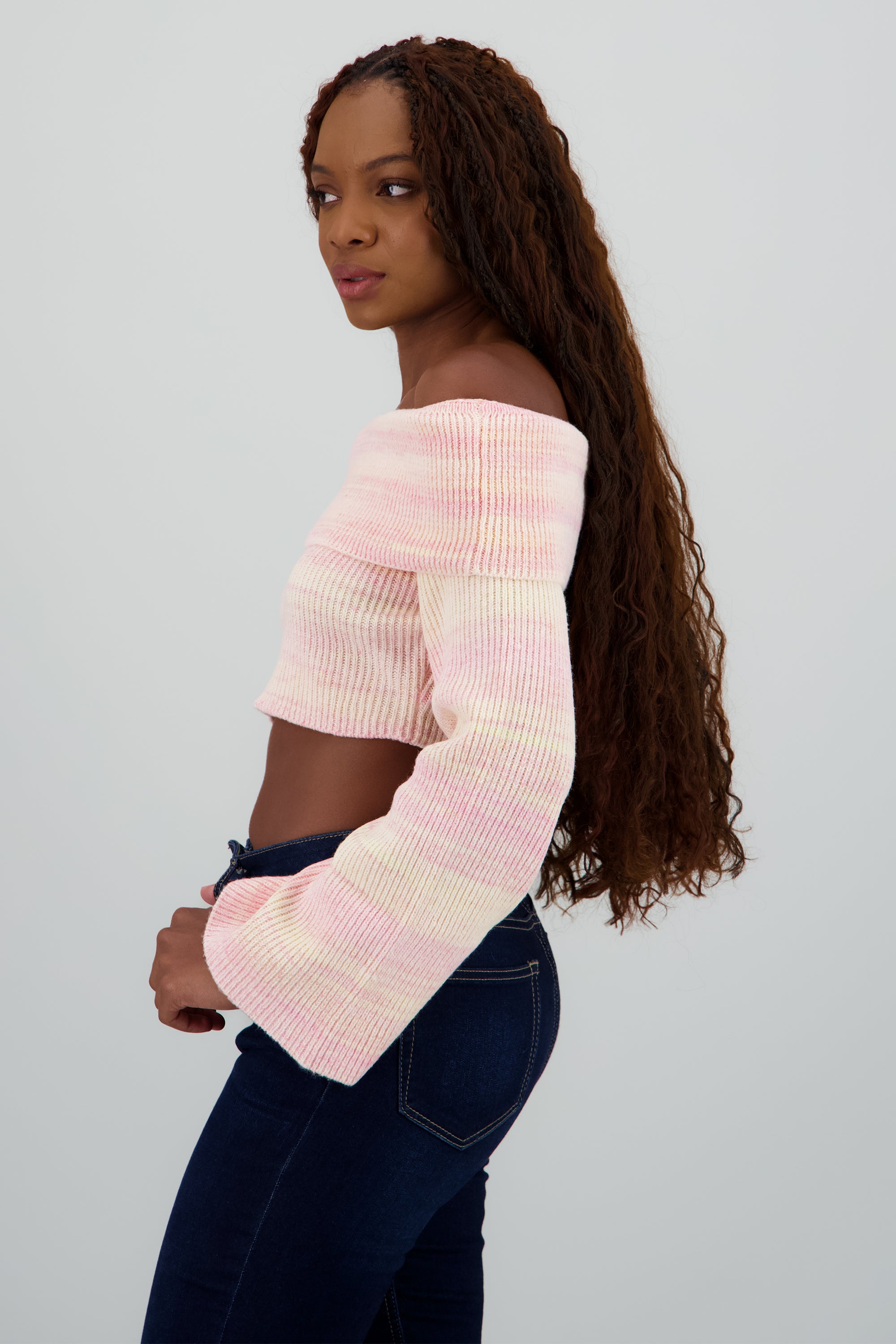 Sueter off shoulder jaspe ROSA COMBO