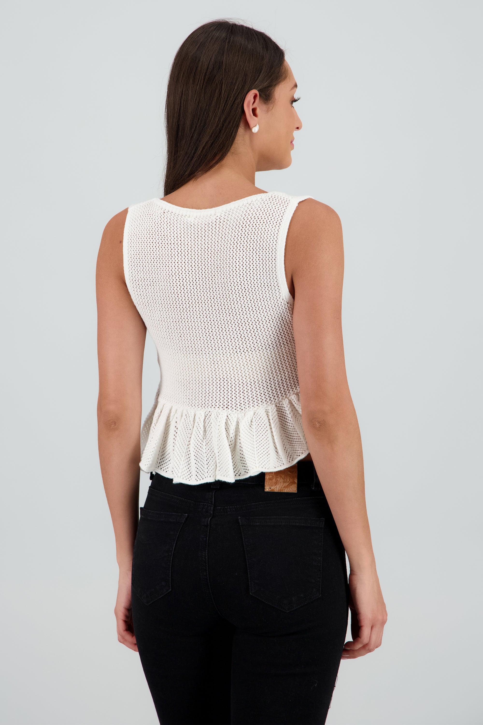 Top tejido ligero detalle olan BLANCO