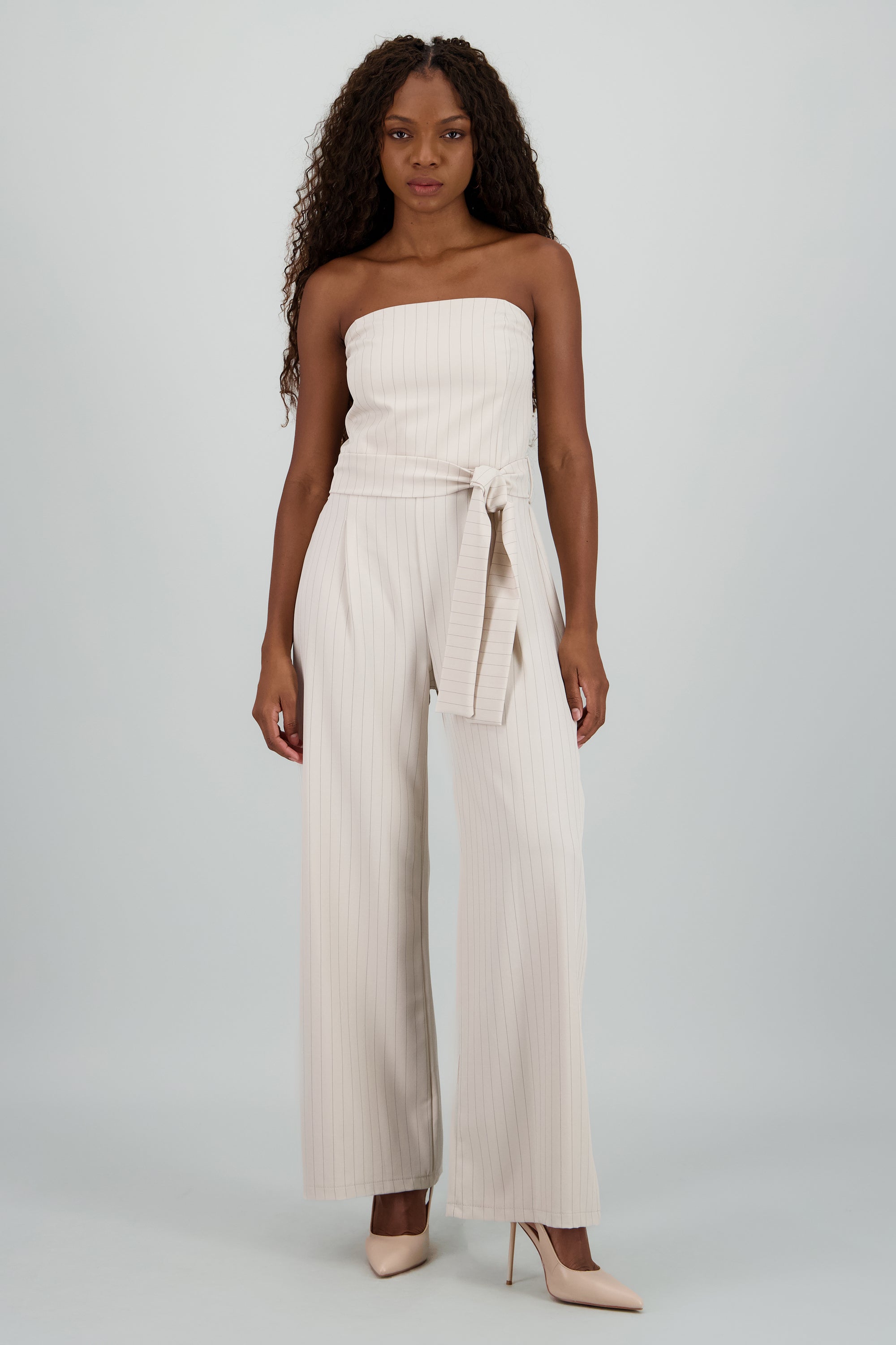 Jumpsuit strapples rayas HUESO COMBO