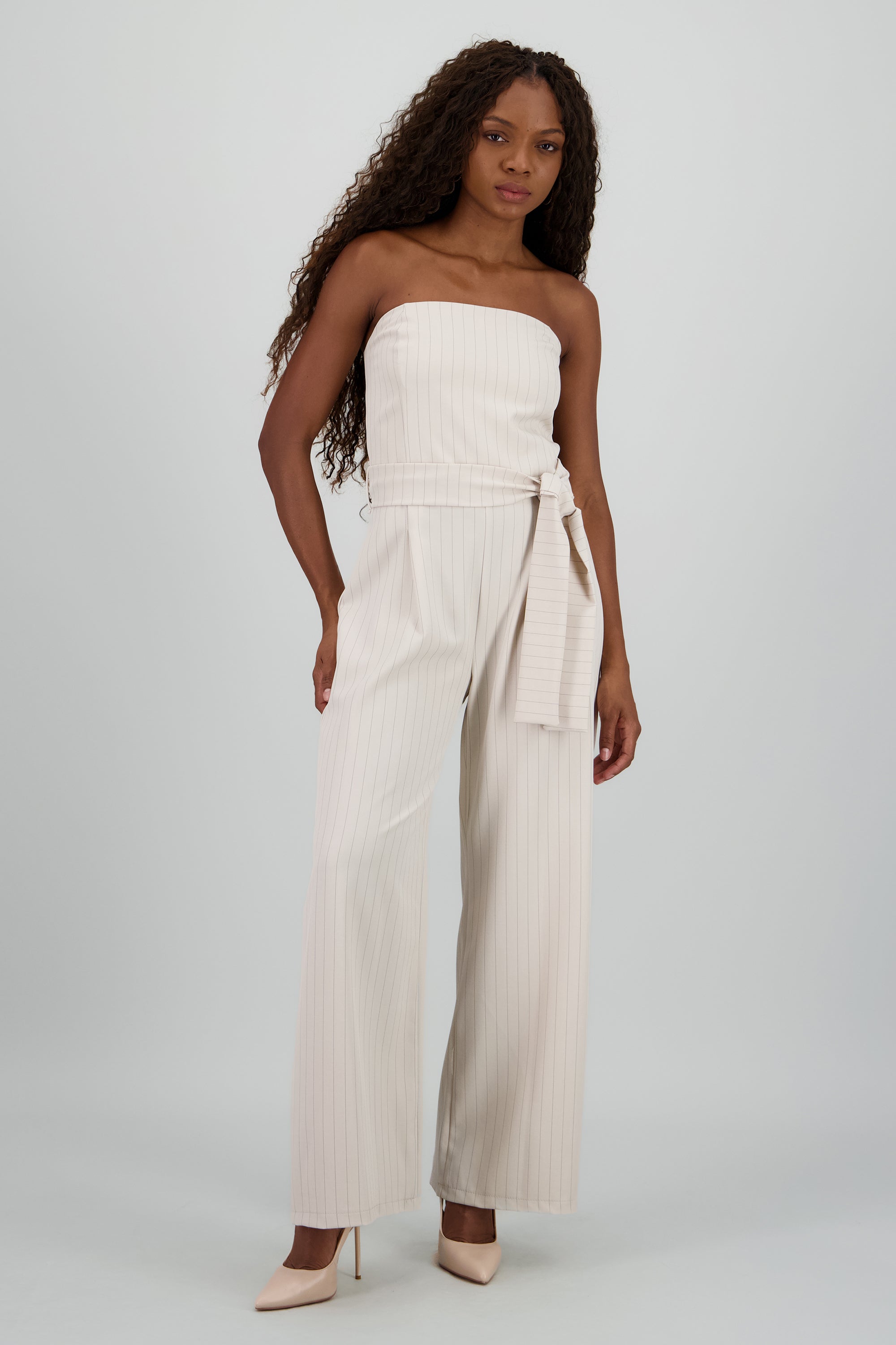 Jumpsuit strapples rayas HUESO COMBO