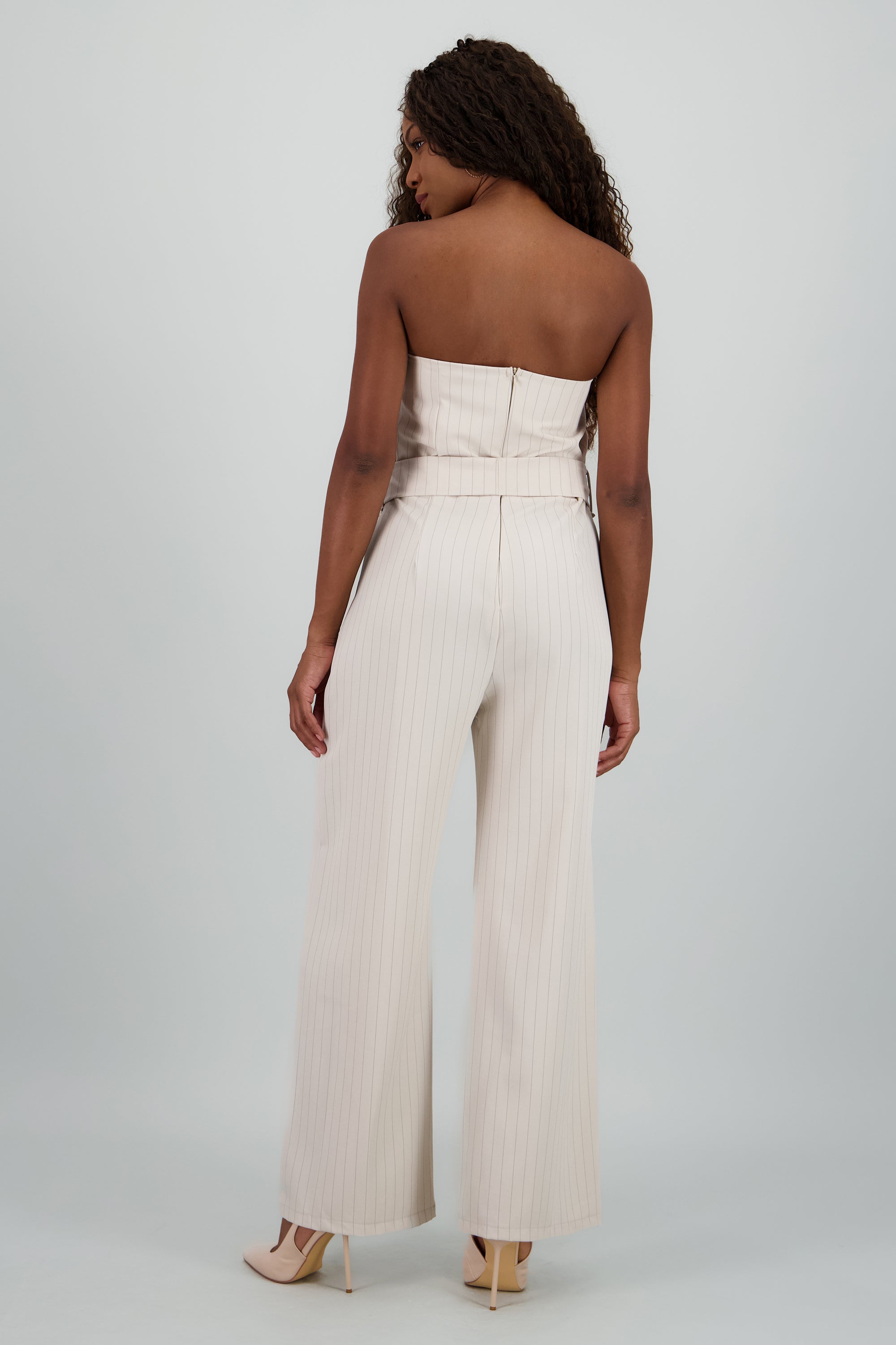 Jumpsuit strapples rayas HUESO COMBO