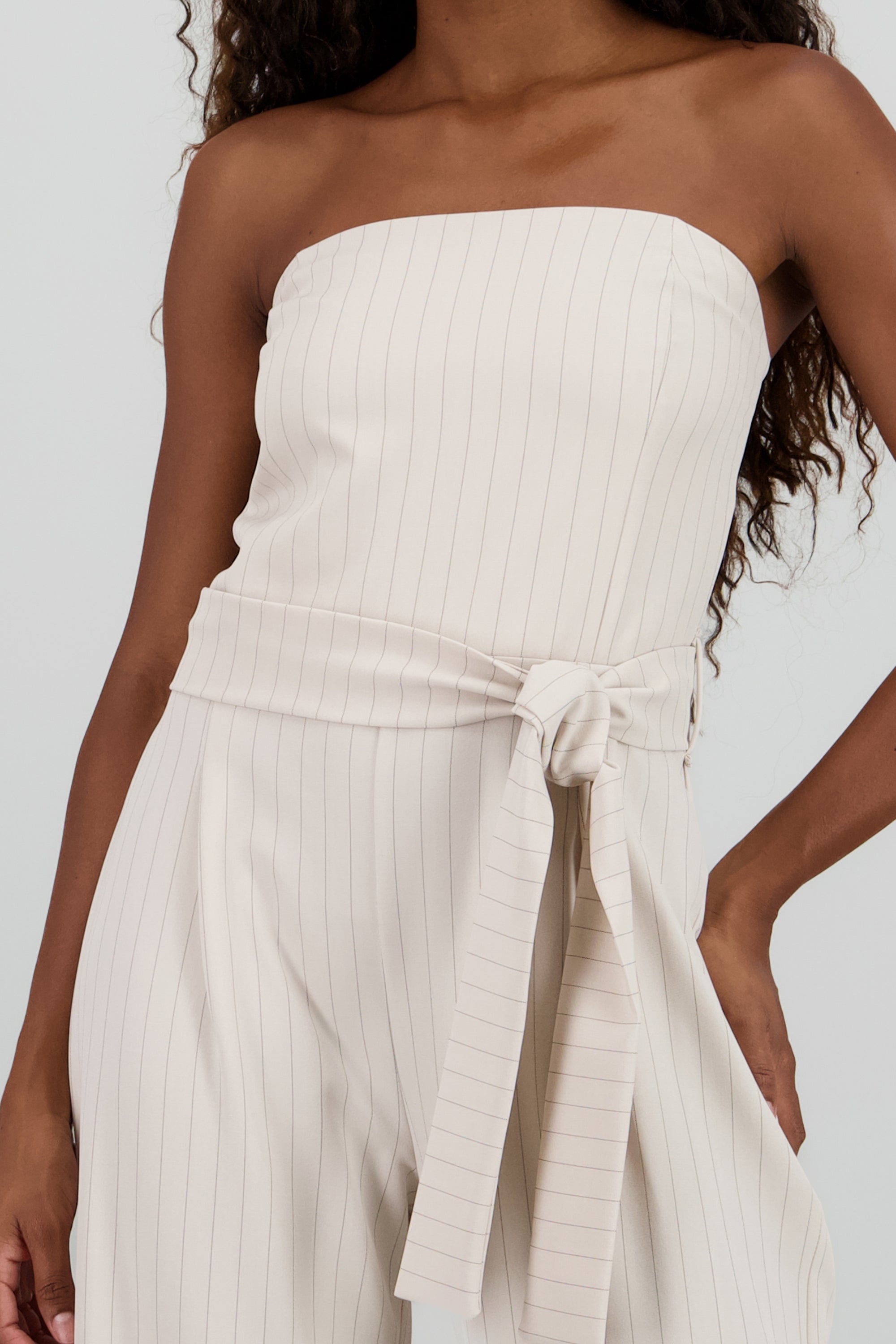 Jumpsuit strapples rayas HUESO COMBO
