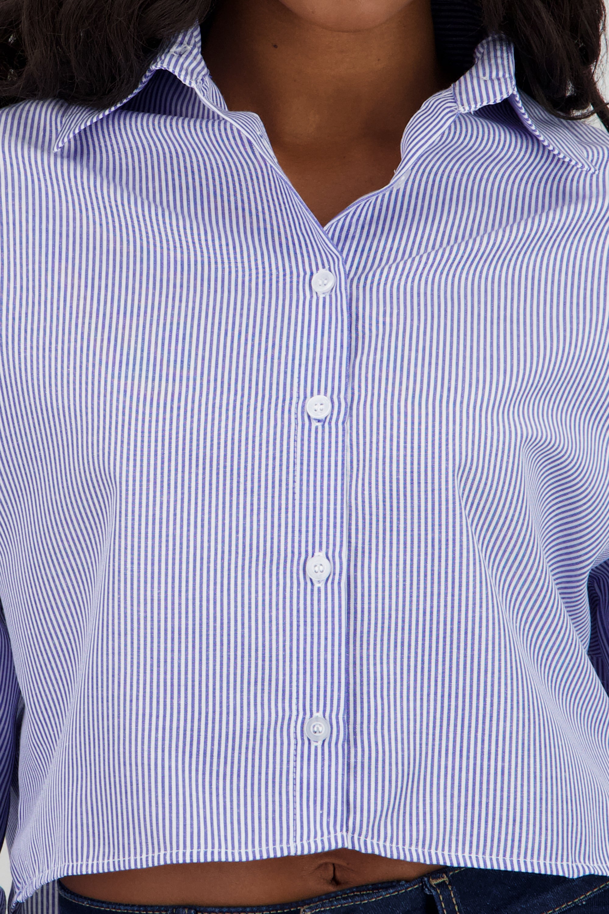 Camisa crop detalle mangas MARINO COMBO