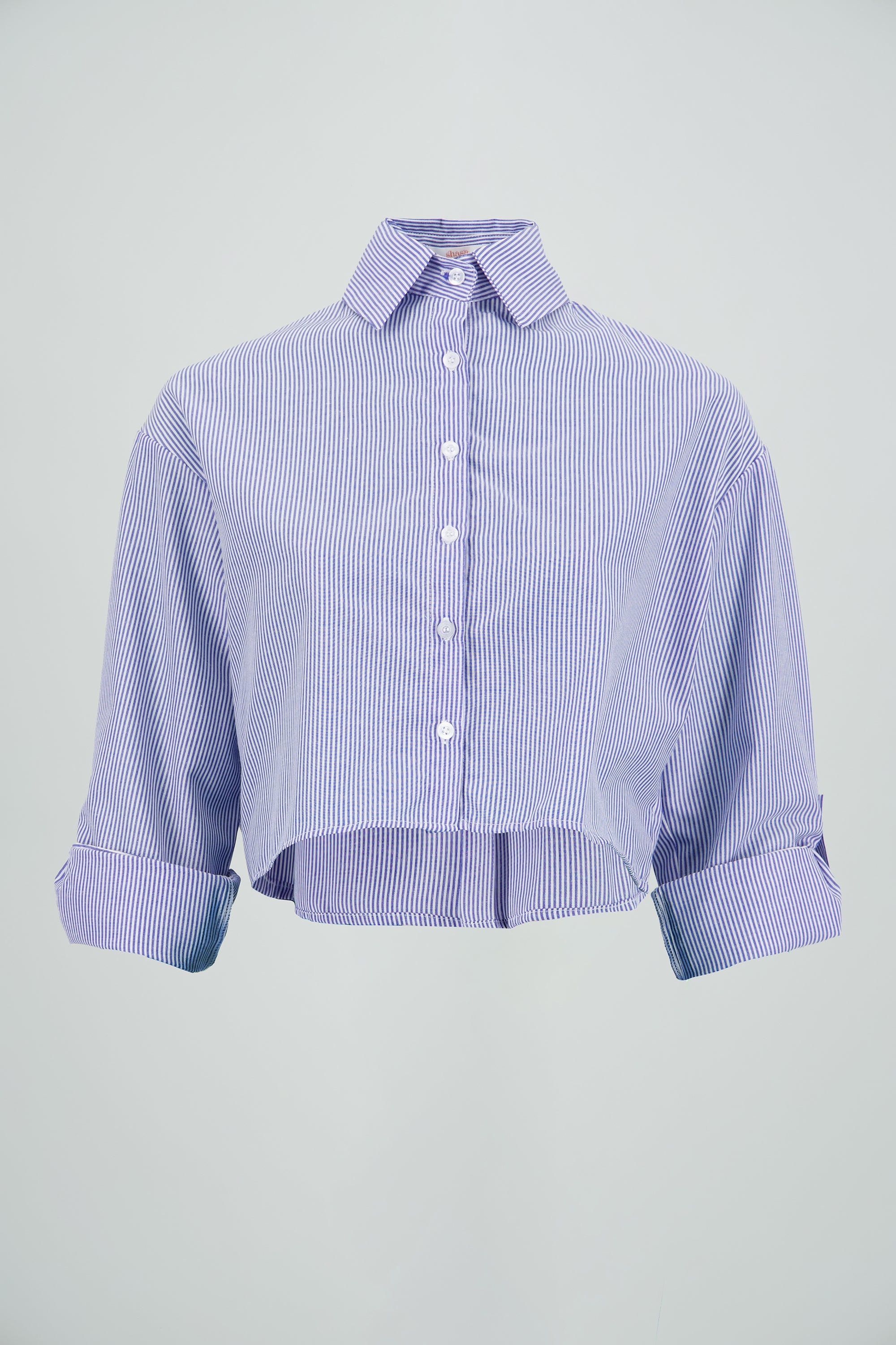 Camisa crop detalle mangas MARINO COMBO