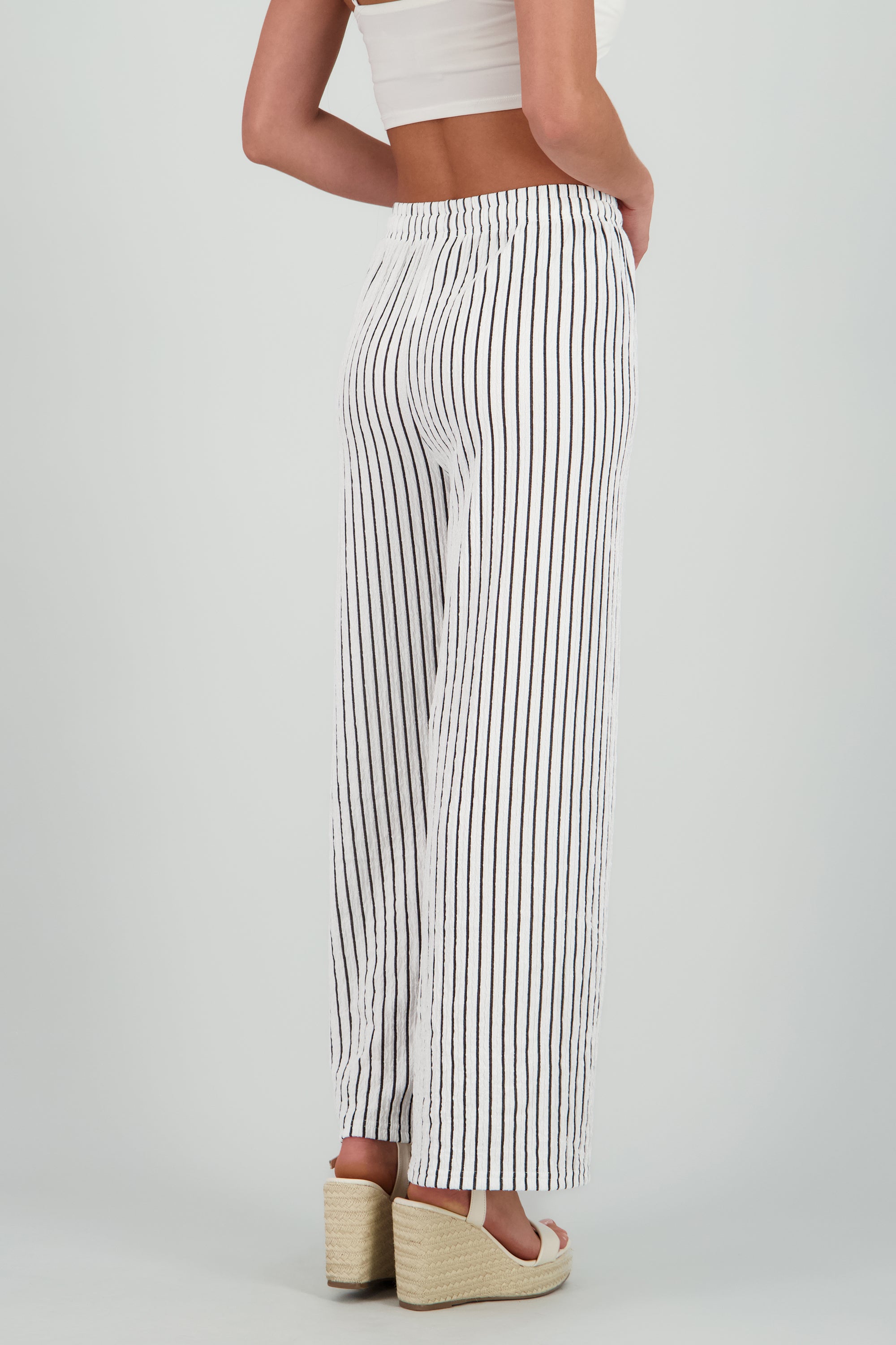 Pantalon rayas fluido HUESO COMBO