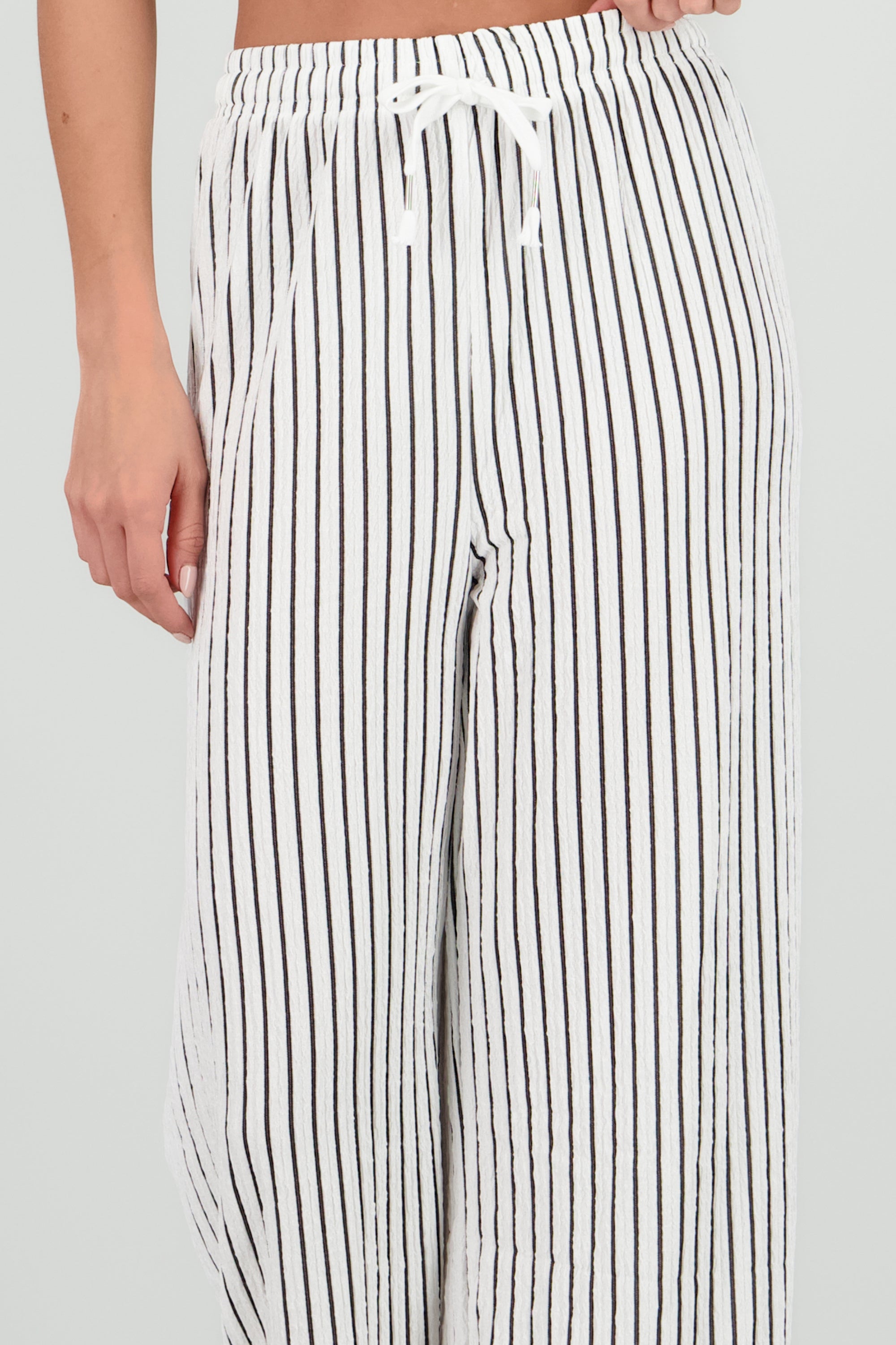 Pantalon rayas fluido HUESO COMBO