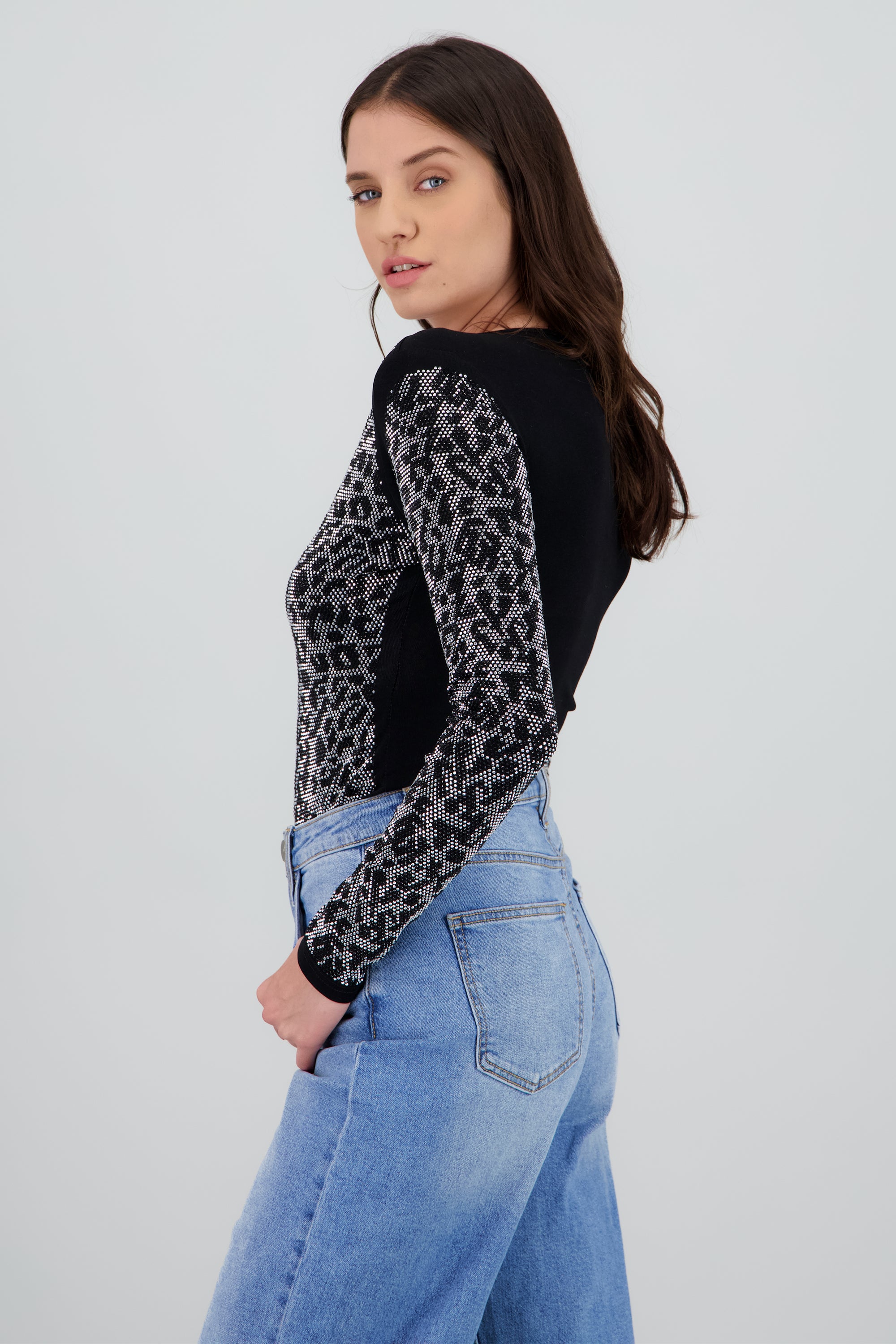 Bodysuit animal print brillos NEGRO COMBO