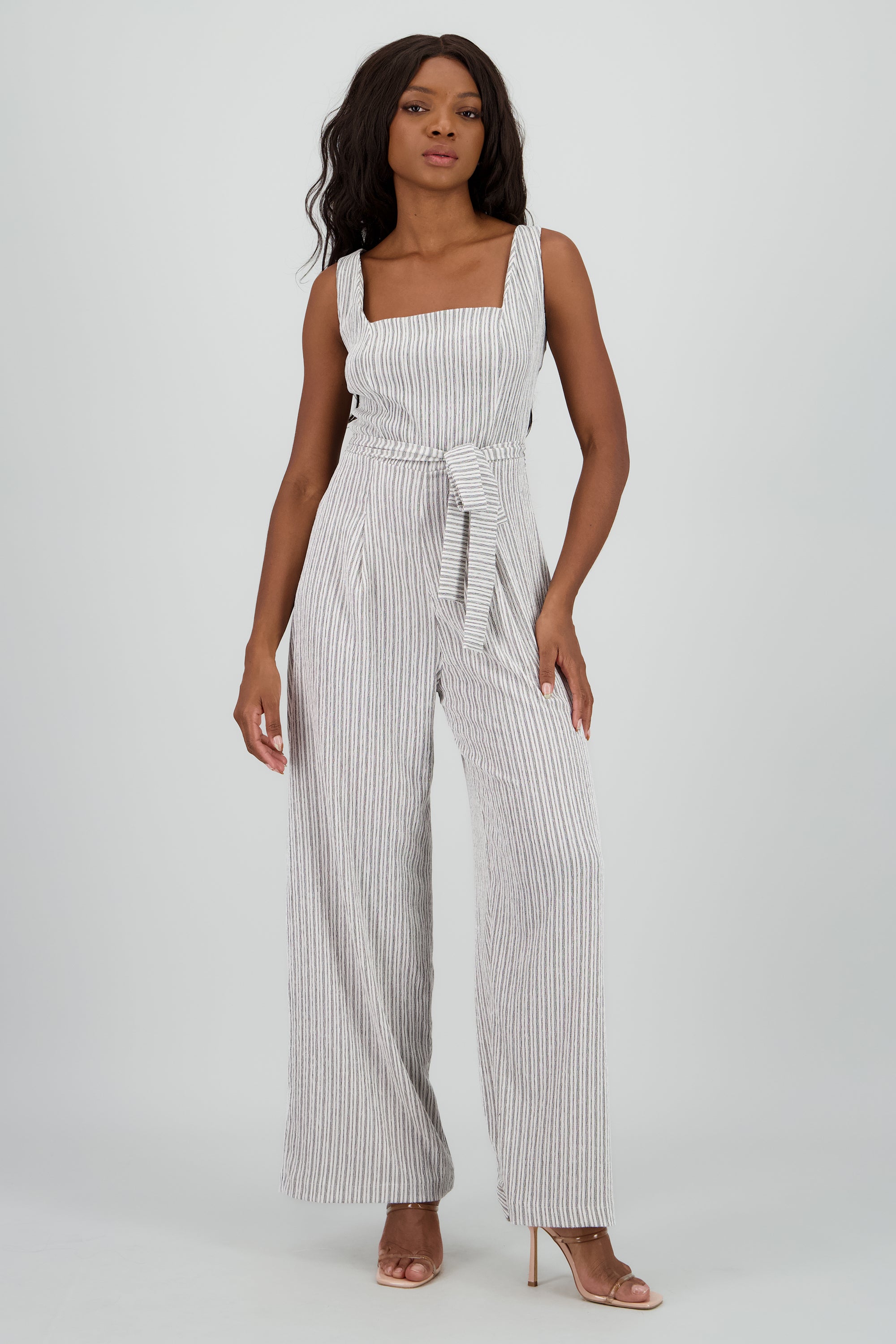 Jumpsuit escote cuadrado det lazo GRIS