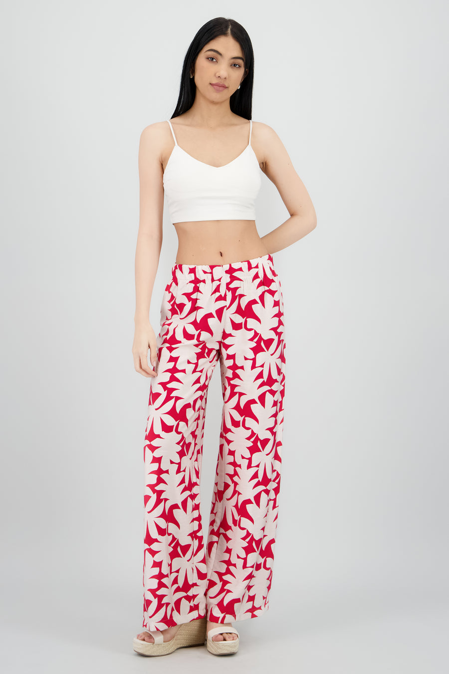 Pantalon amplio estampado flores