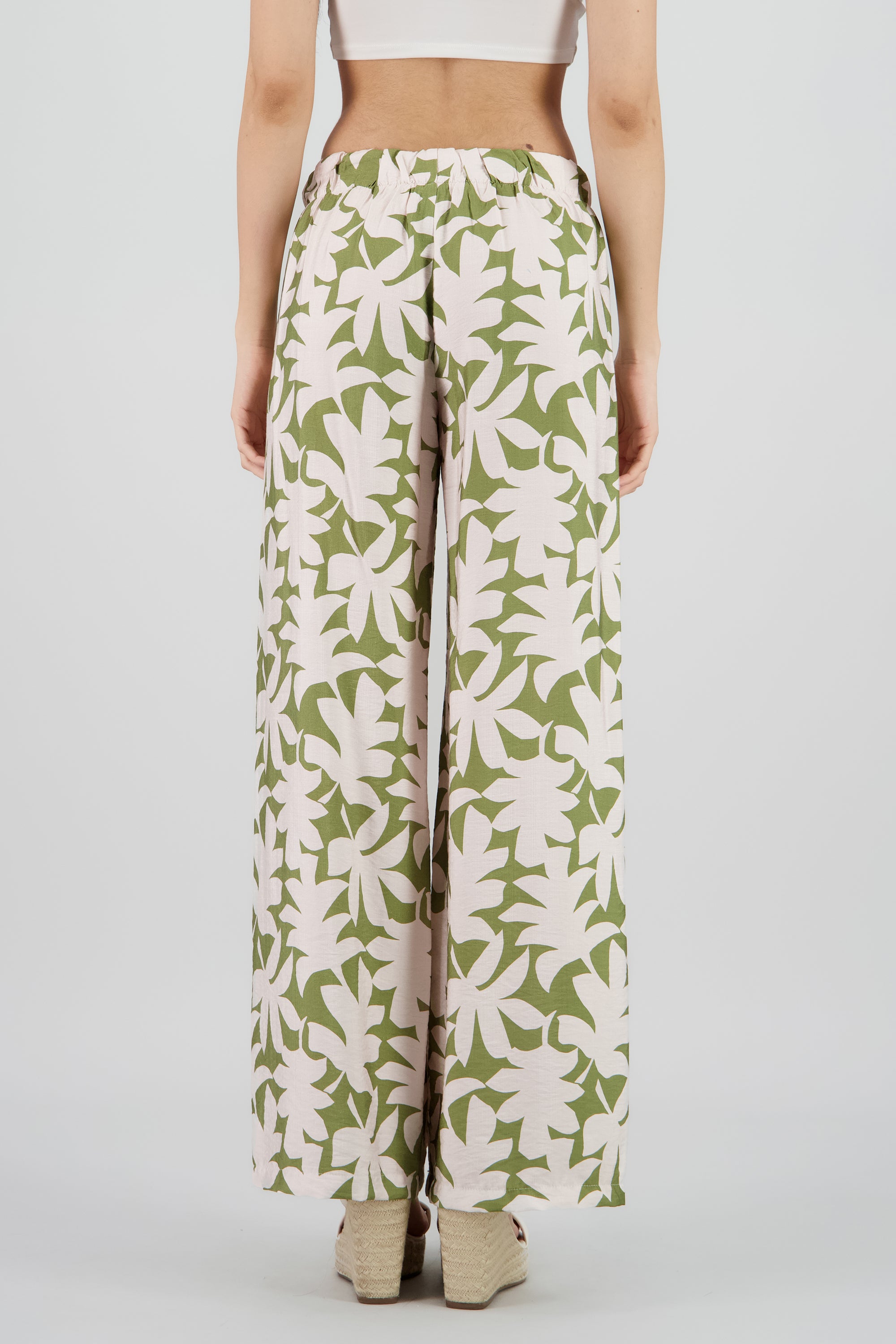 Pantalon amplio estampado flores VERDE COMBO