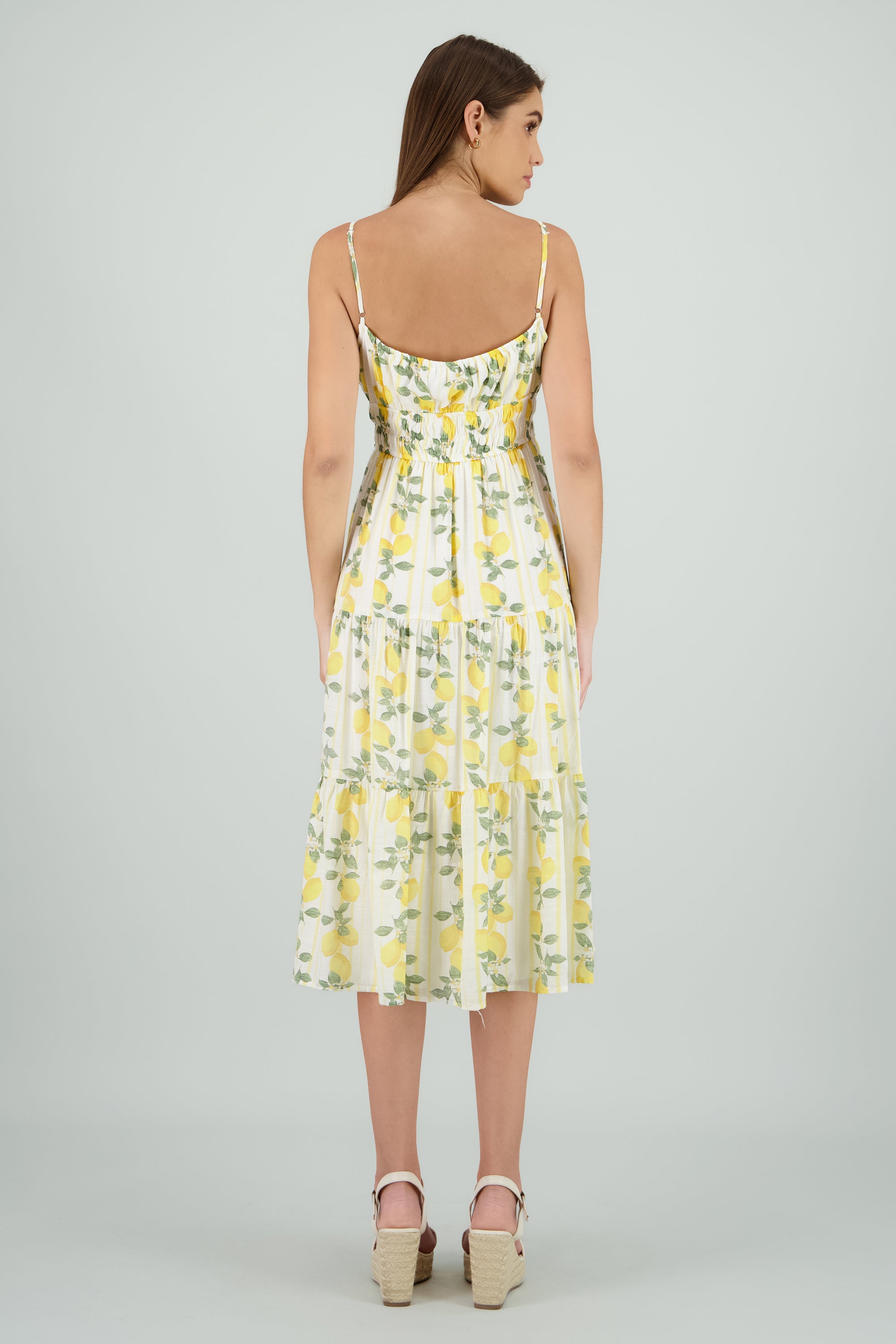 Vestido midi estampado limon AMARILLO COMBO