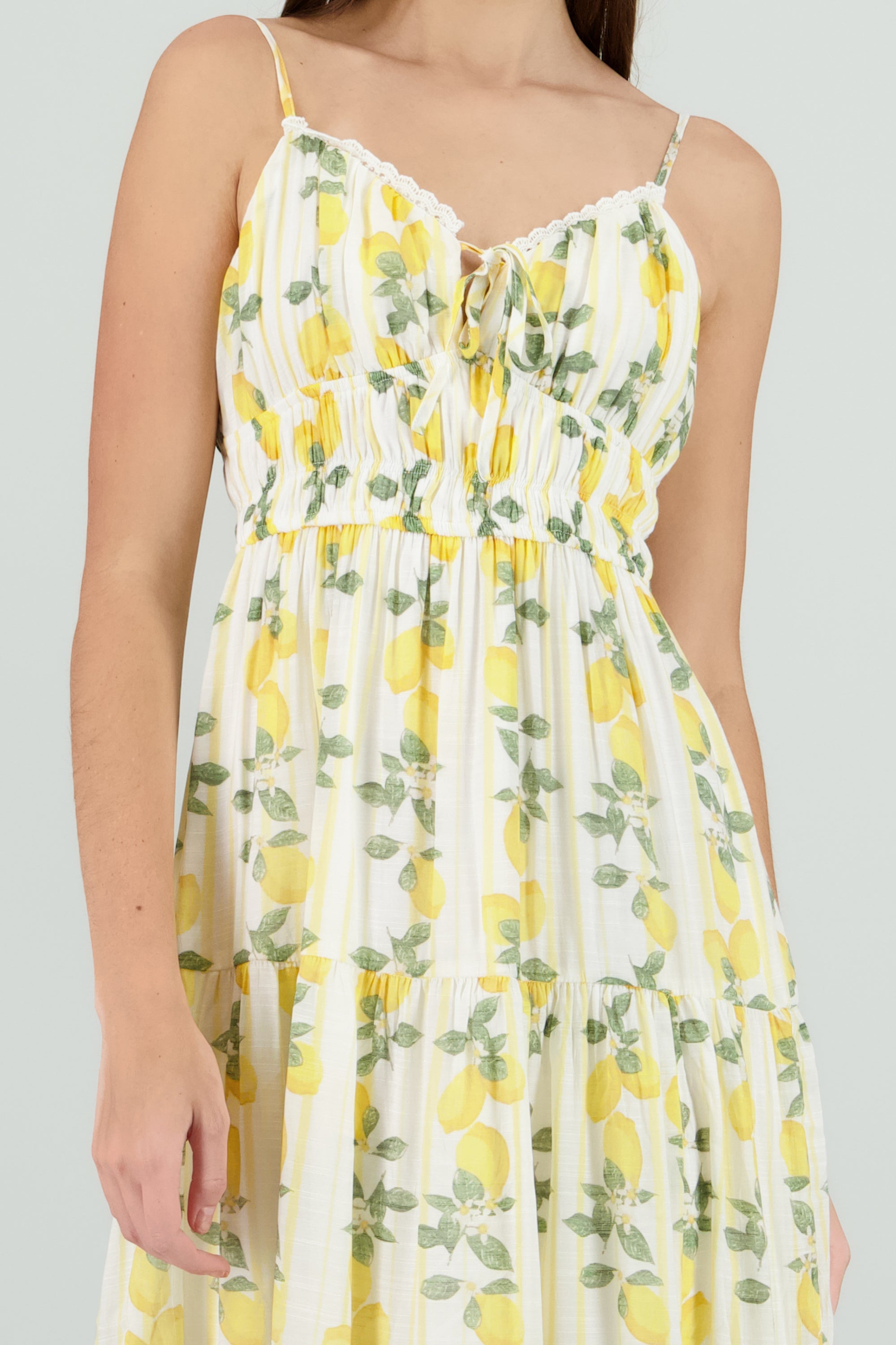 Vestido midi estampado limon AMARILLO COMBO